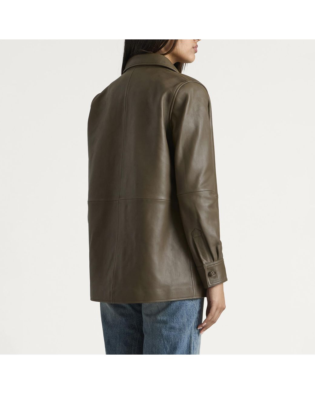 Rohe Green Leather Pankou Closure Overshirt