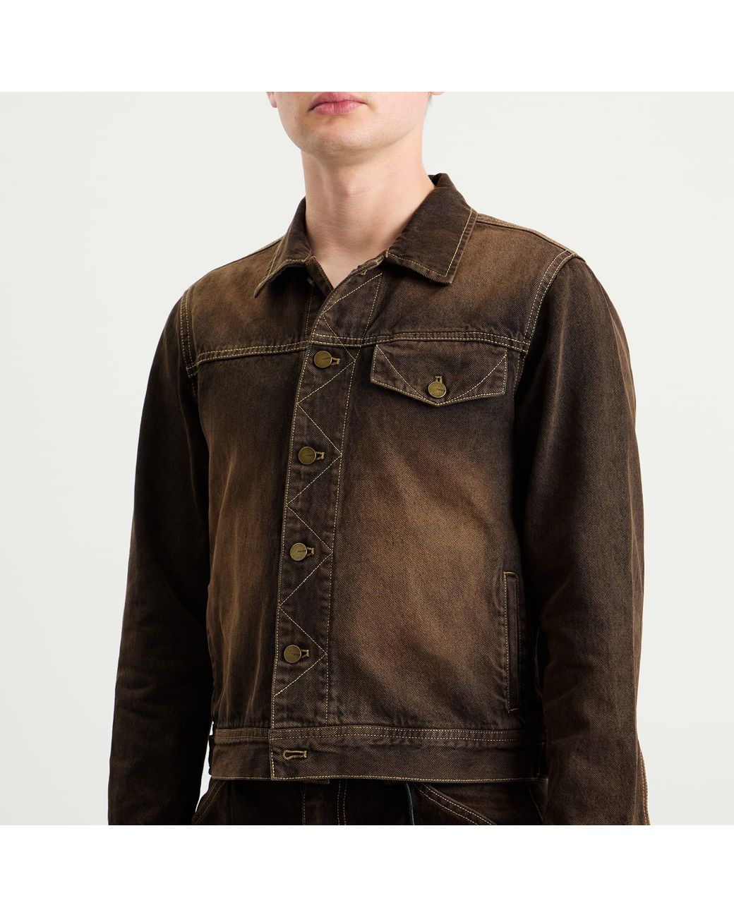 Carter Young Brown Arch Denim Jacket for men