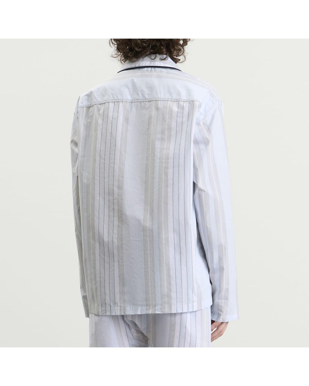 Calvin Klein Blue Poplin Script Button Down Pyjama Top for men