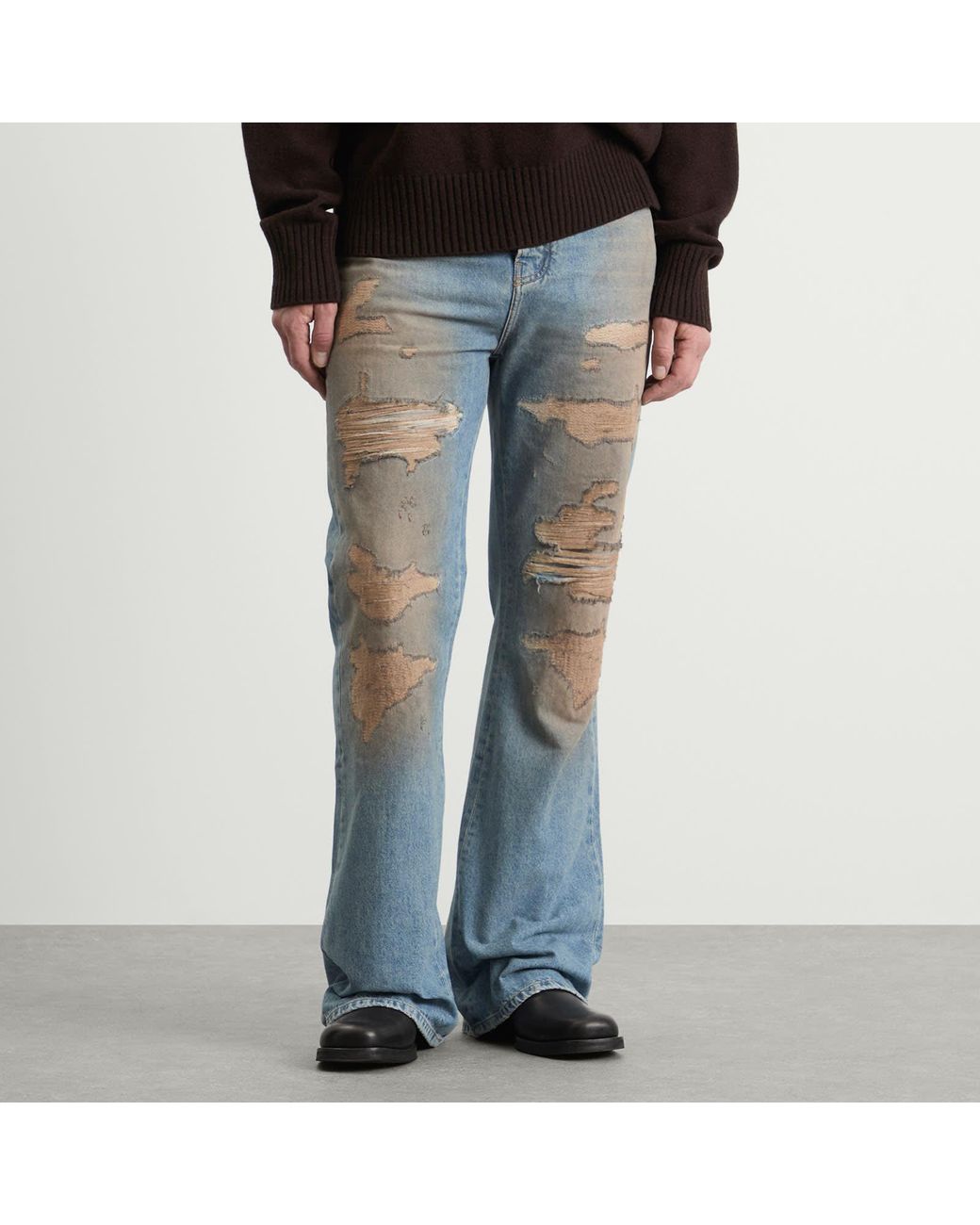 Amiri Blue Repaired Boot Cut Jeans for men