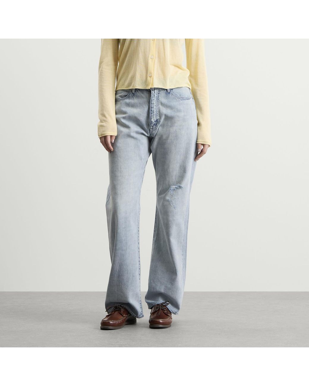 AURALEE Faded Selvedge Light Denim Pants in Blue | Lyst UK