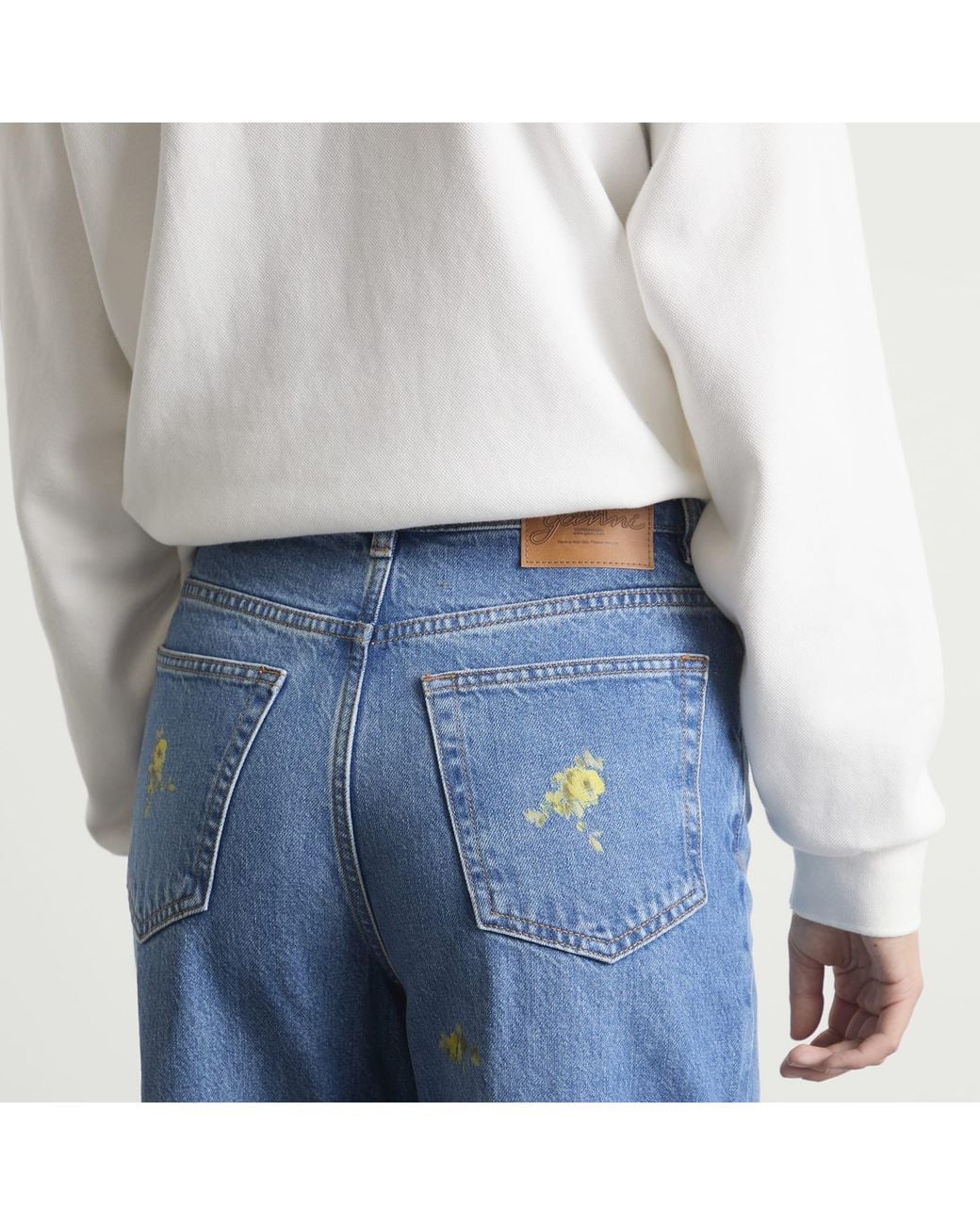 Ganni Blue Printed Flower Lari Jeans