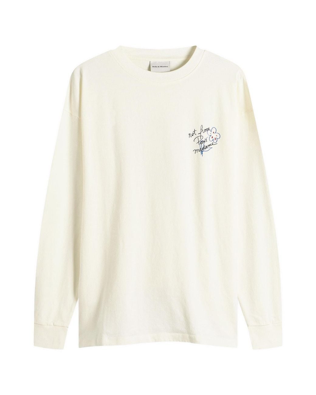 Drole de Monsieur White Esquisse Slogan Long Sleeve T-Shirt for men