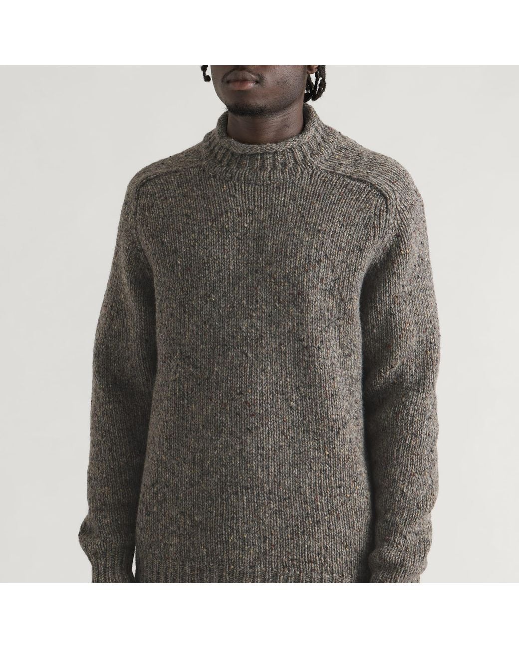 Pittari Gray Findhorn Donegal Roll Collar Jumper for men