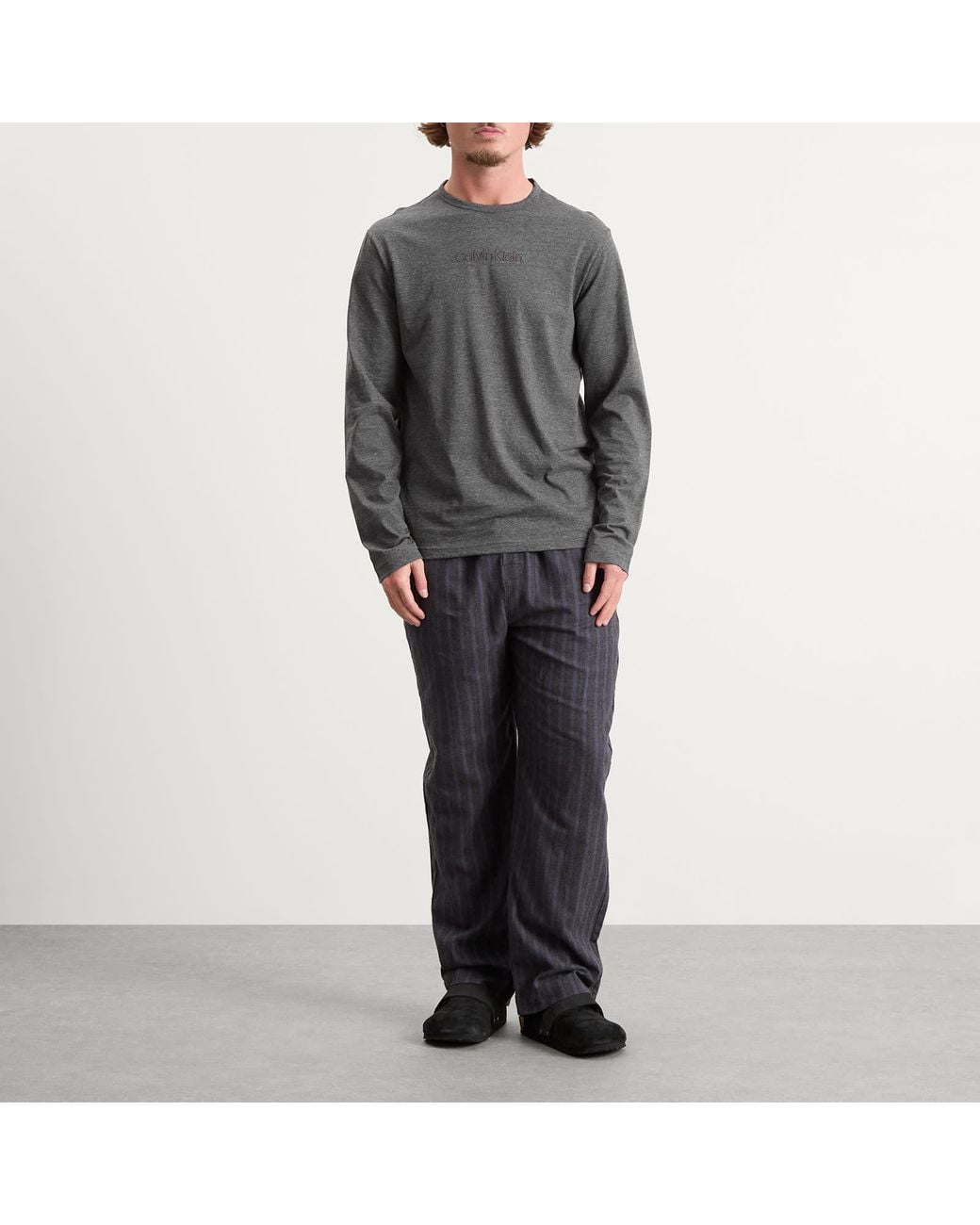 Calvin Klein Gray Flannel Pyjama Set for men