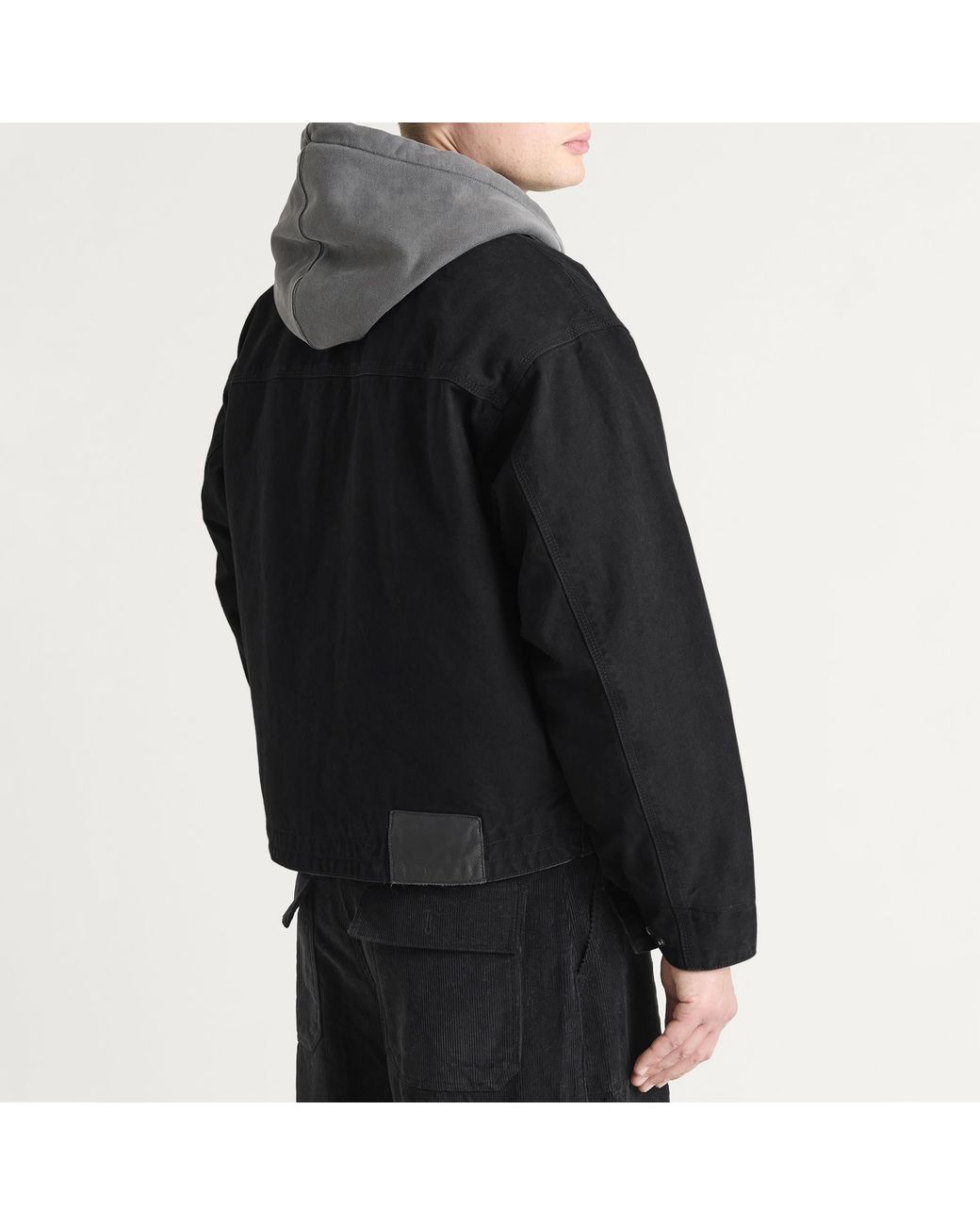 FRIZMWORKS Black Heavy Canvas Destroyed Work Jacket for men