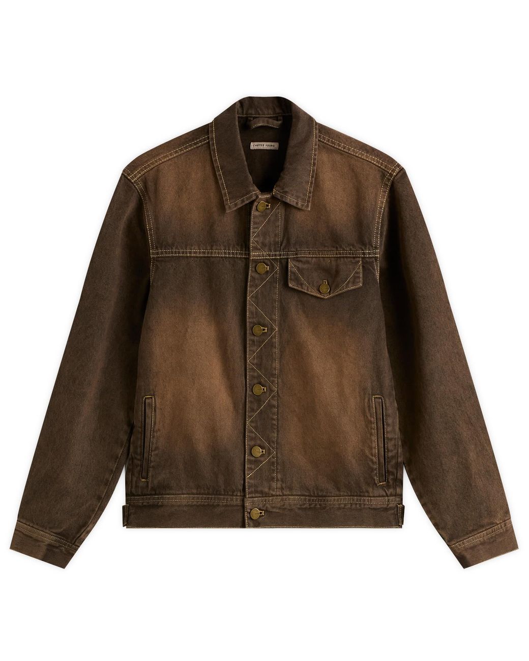 Carter Young Brown Arch Denim Jacket for men
