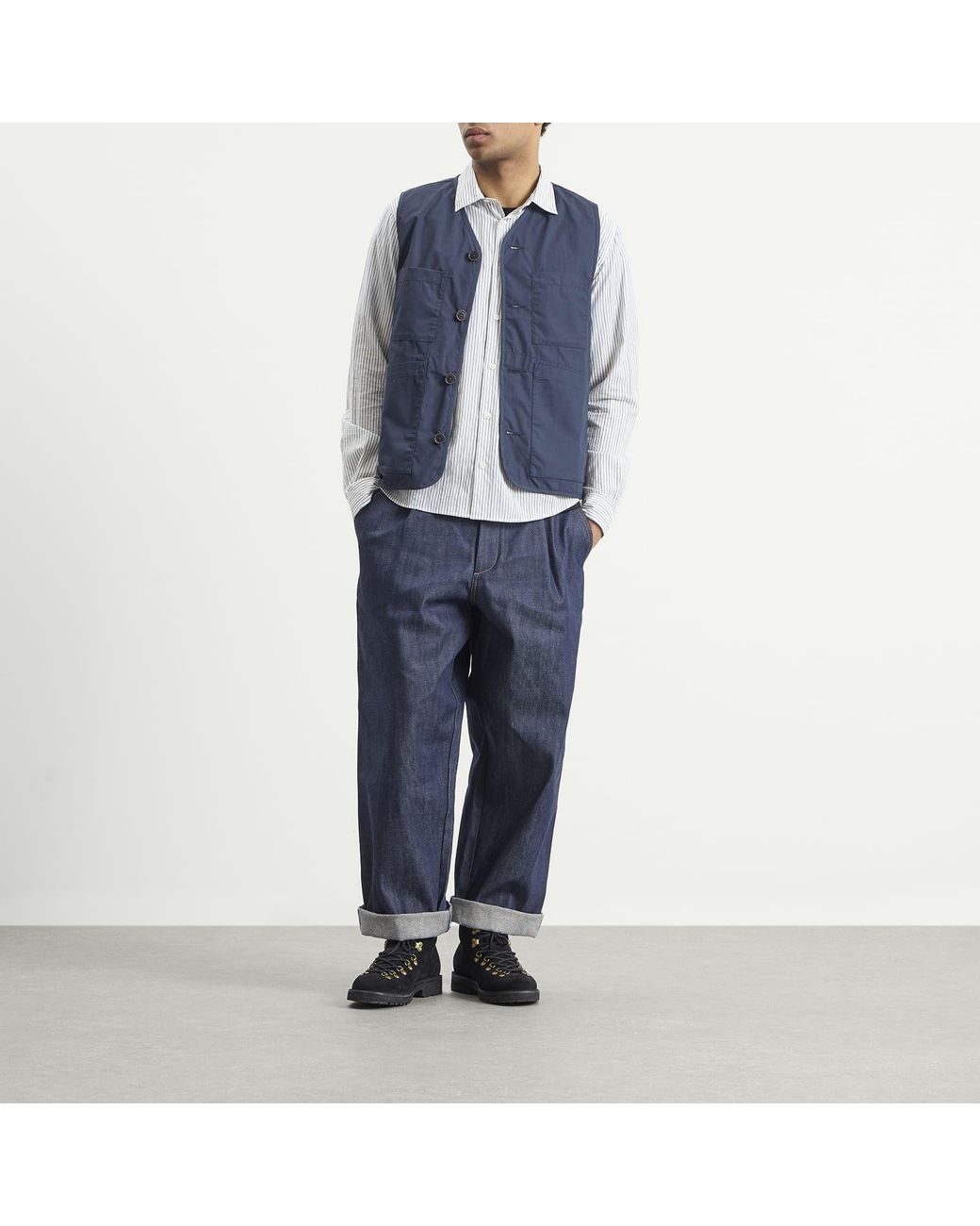 Universal Works Blue Recycled Poly Tech City Waistcoat for men