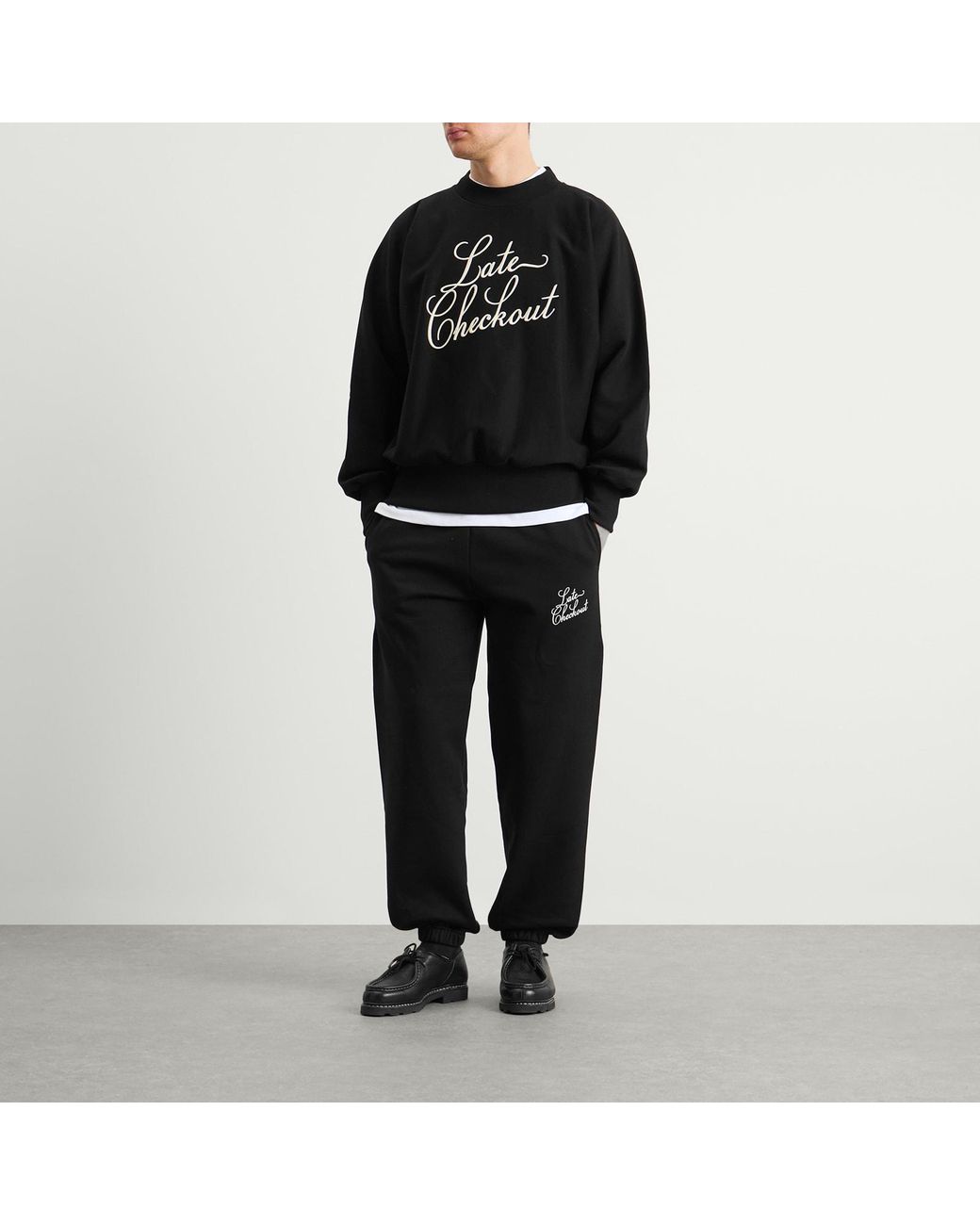 Late Checkout Black Script Crewneck Sweatshirt for men