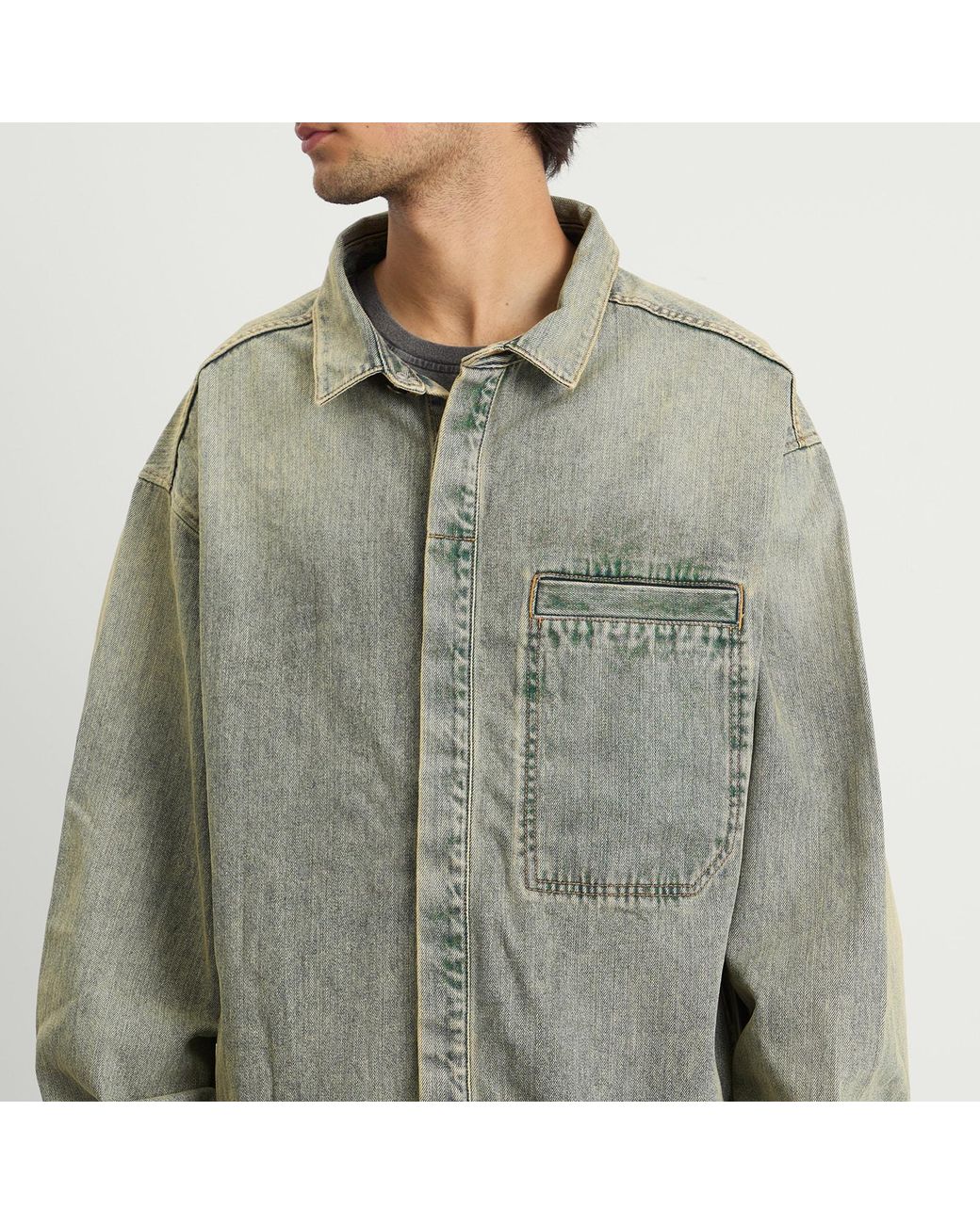 Entire studios Green Herculean Denim Shirt for men