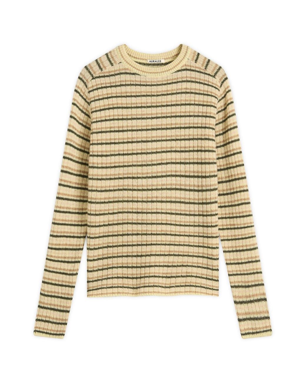 AURALEE Shetland Wool Cashmere Rib Knit P/O in Yellow for Men | Lyst