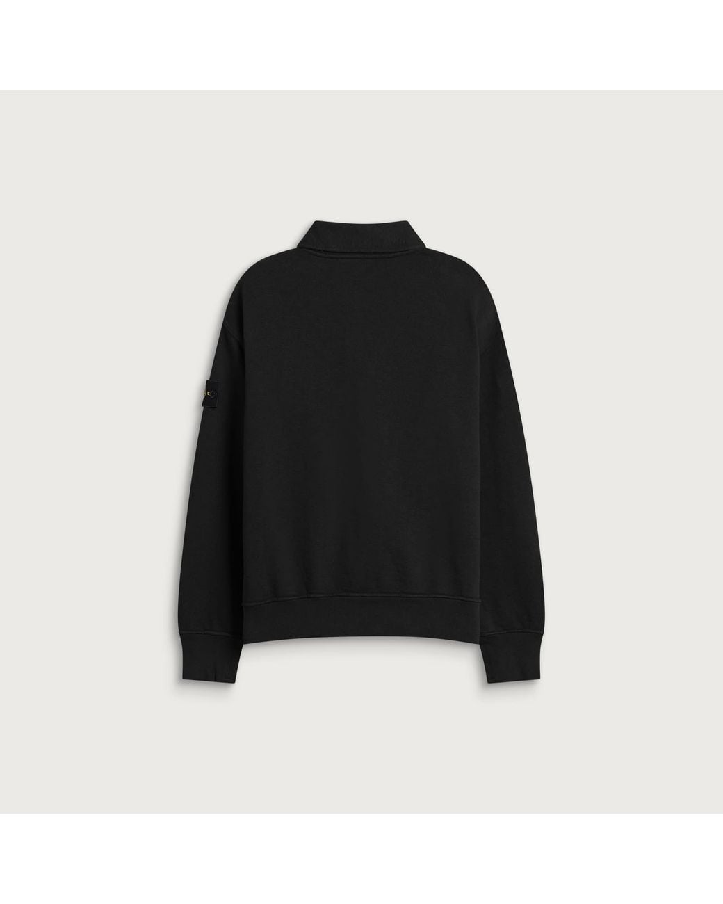 Stone Island Black Tubular Cotton Garment Dyed Polo Sweatshirt for men