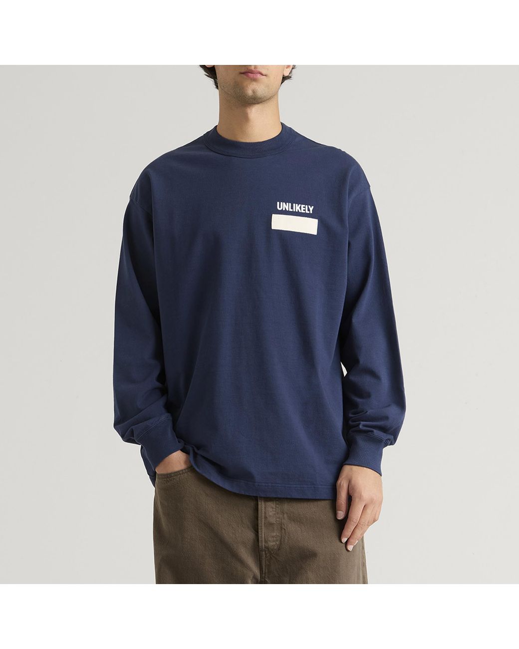 Unlikely Dry Goods Blue Long Sleeve Team T-Shirt for men