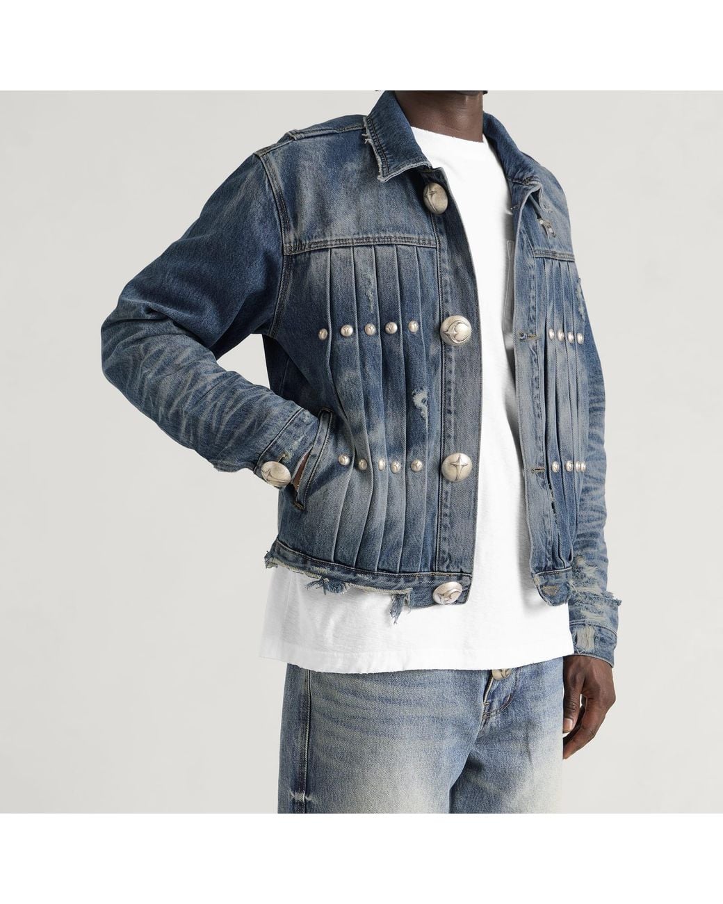 THUG CLUB Blue Extendo Denim Jacket for men
