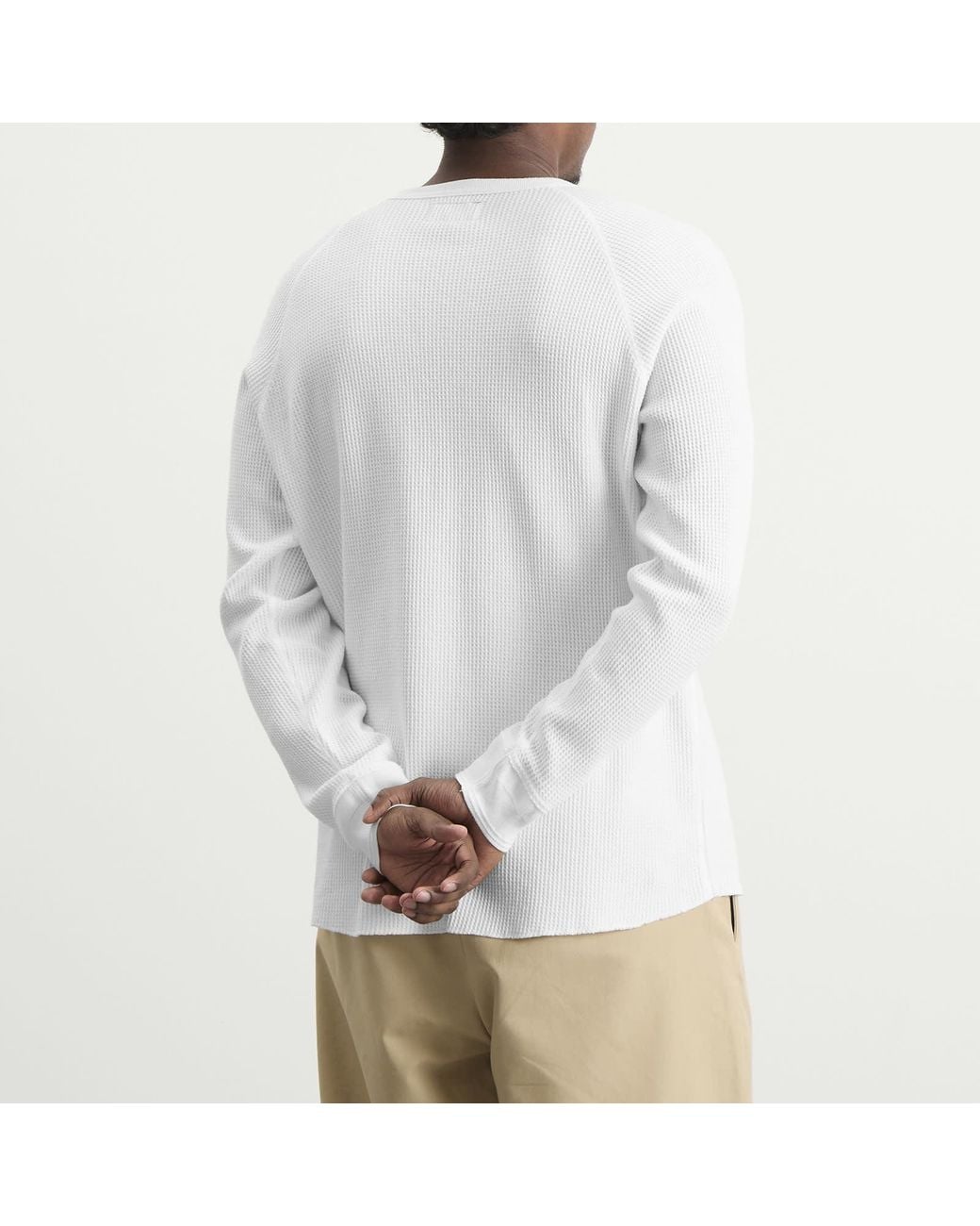 Beams Plus White Long Sleeve Thermal T-Shirt for men