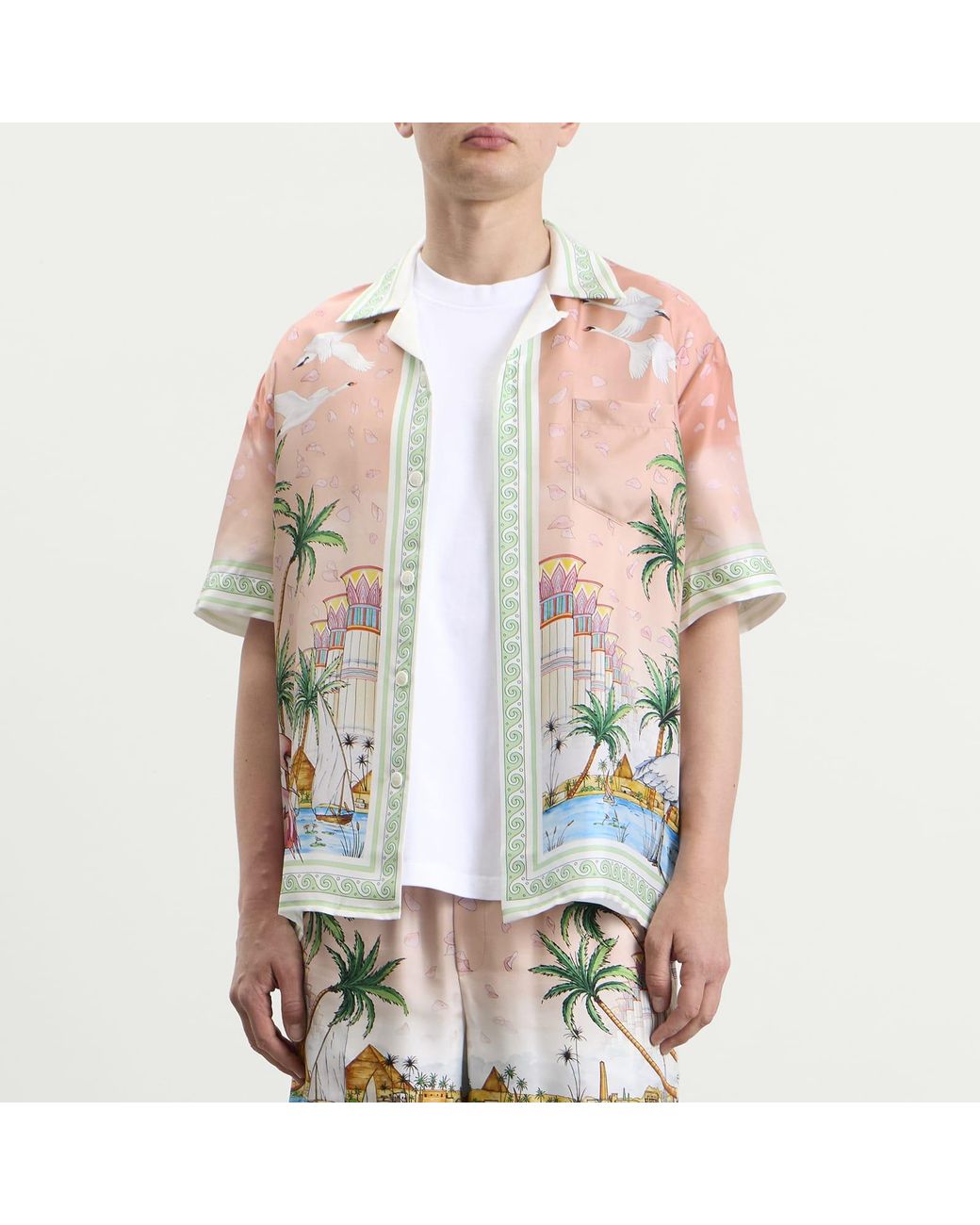 Casablanca Pink Ethereal Cuban Collar Shirt for men