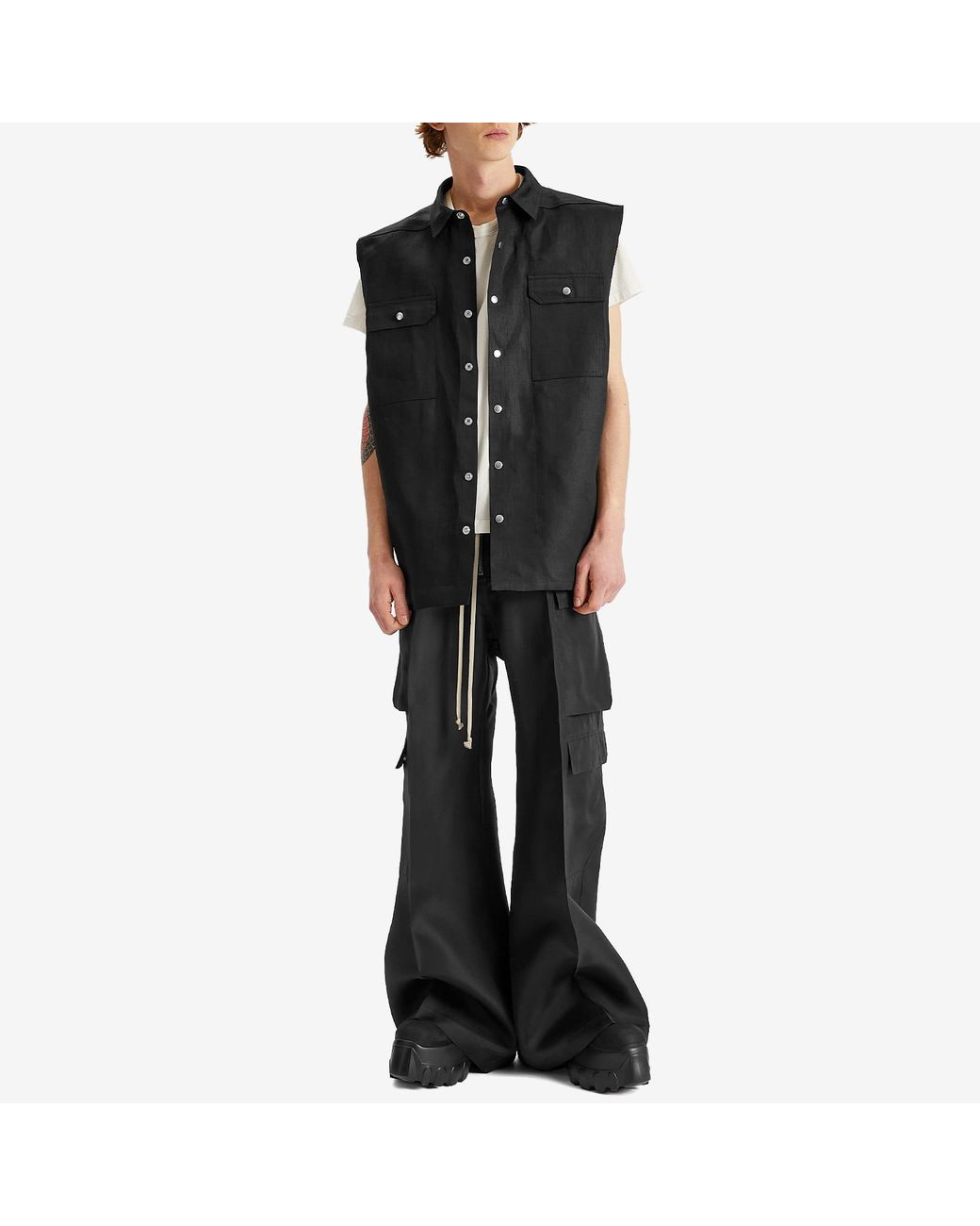 Rick Owens Silk Gazar Cargobelas in Black for Men | Lyst