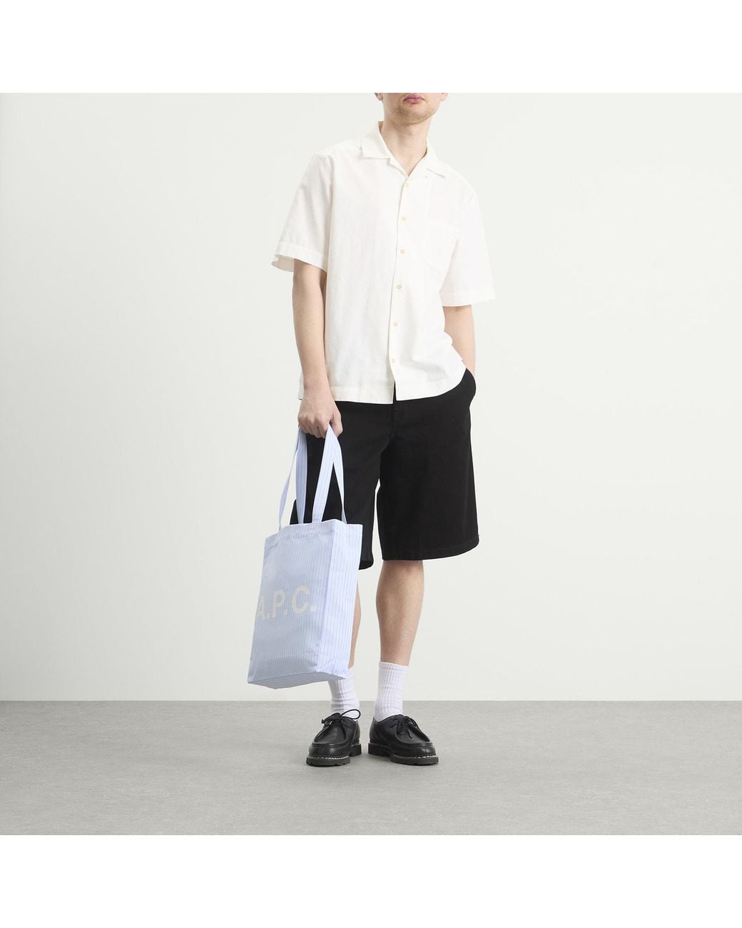 A.P.C. Blue Striped Poplin Lou Tote Bag for men