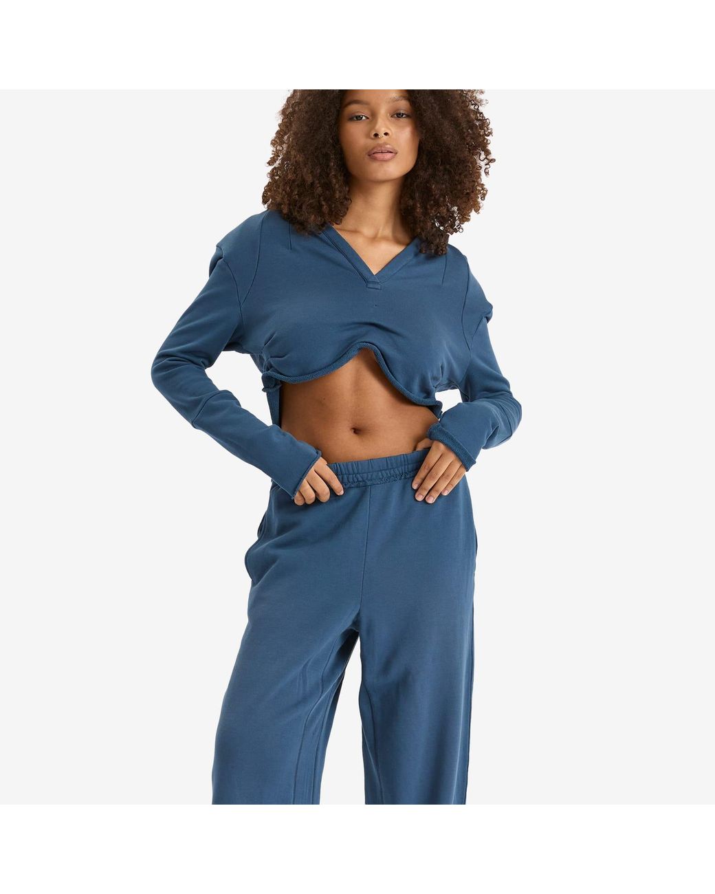 Skims Blue Shoulder Pad Cropped Hoodie