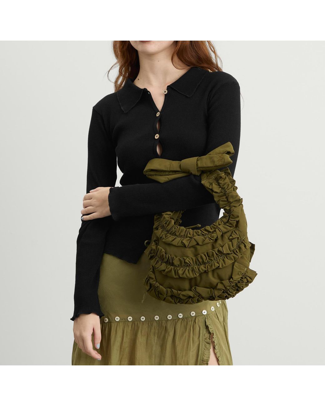 Damson Madder Green Quinn Ruffle Bag