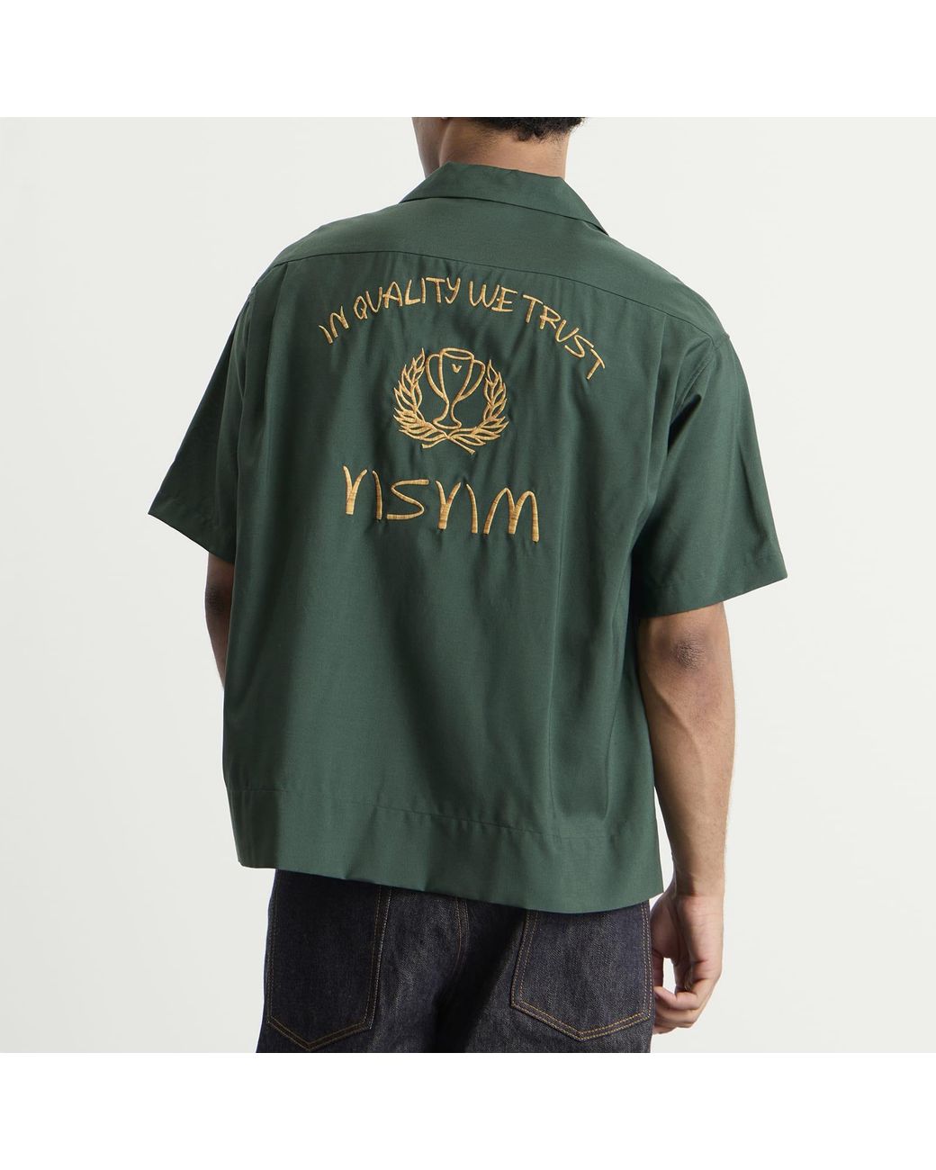Visvim Green Copa Silk Short Sleeve Shirt for men