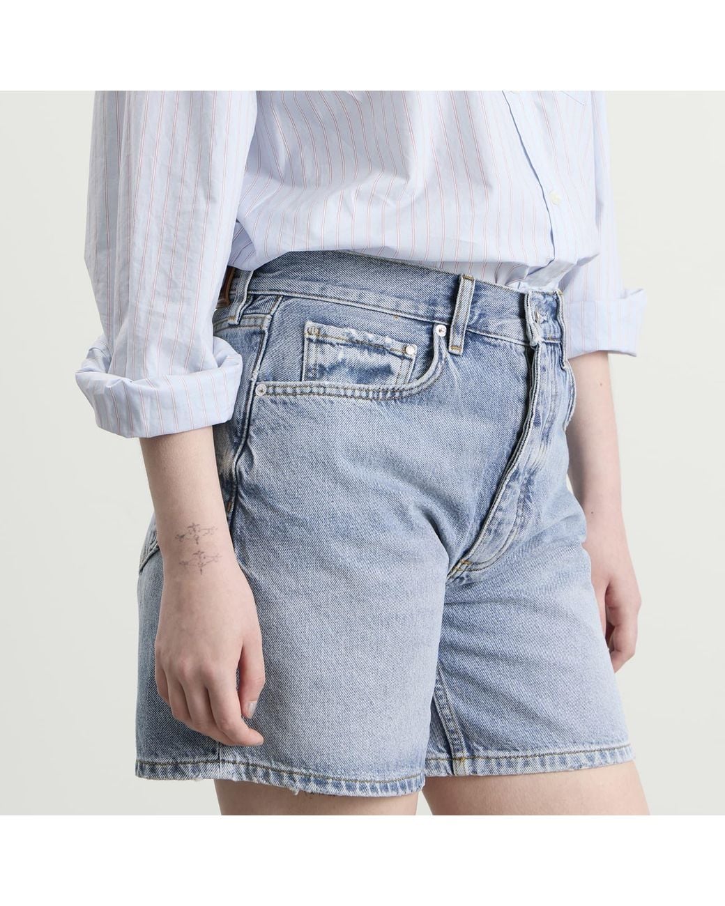 Denum Blue Color Code Anine Bing Delaney Shorts in Blue | Lyst
