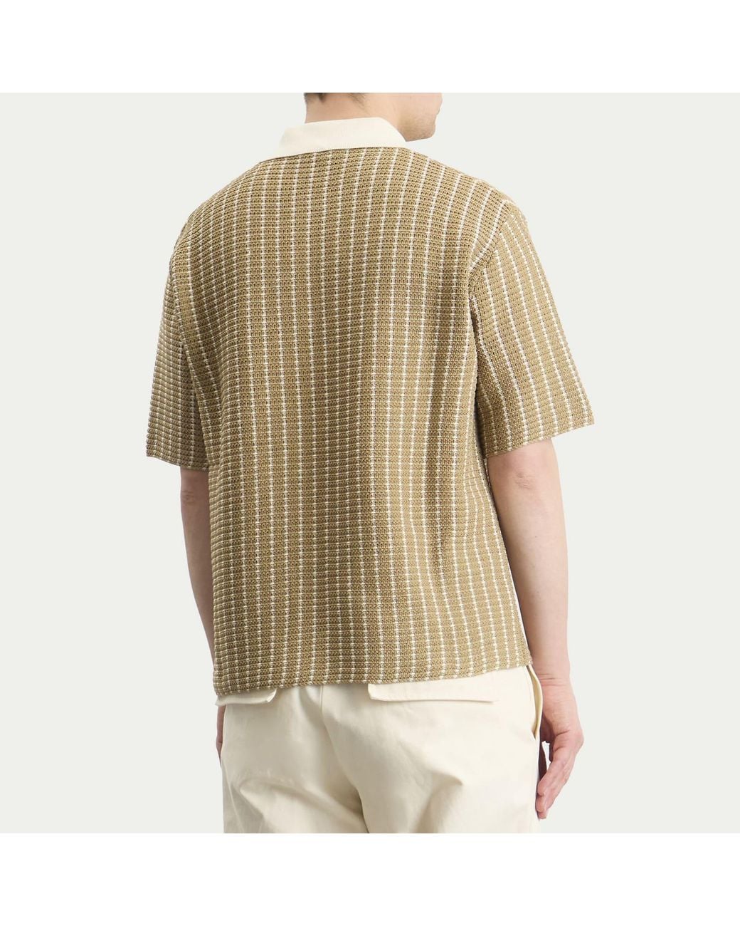 Jil Sander Brown Cotton Bi-Colour Net Stitch Polo for men