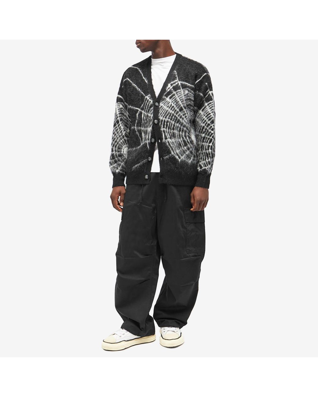 Flagstuff Spider Web Mohair Cardigan in Black for Men | Lyst