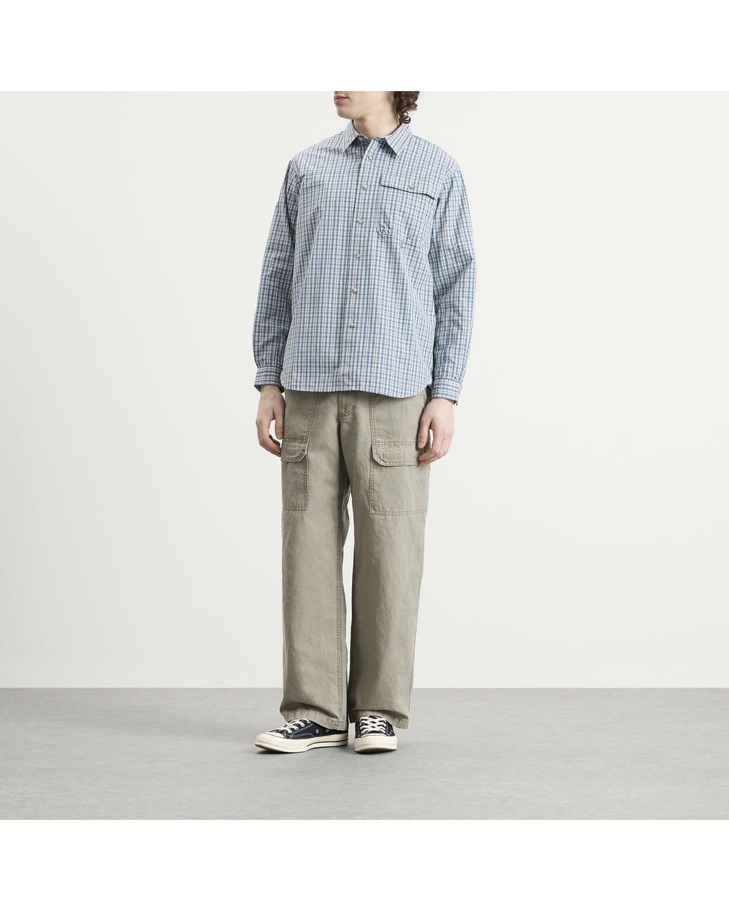 Gramicci Blue Poplin Millwood Shirt for men