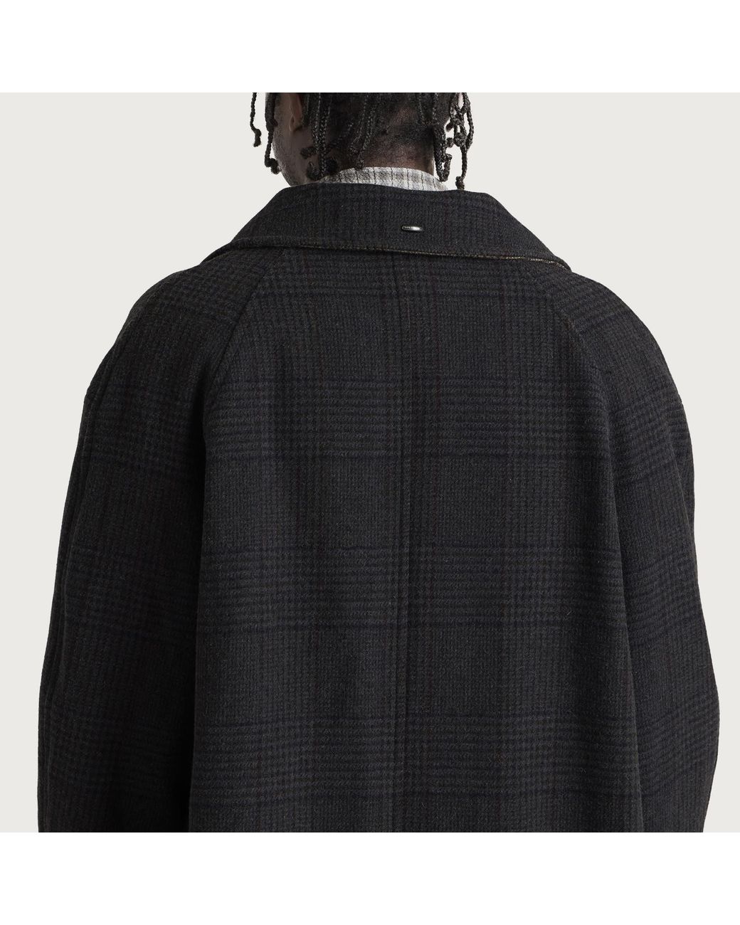 Our Legacy Black Check Tempered Wool Collapse Carcoat for men