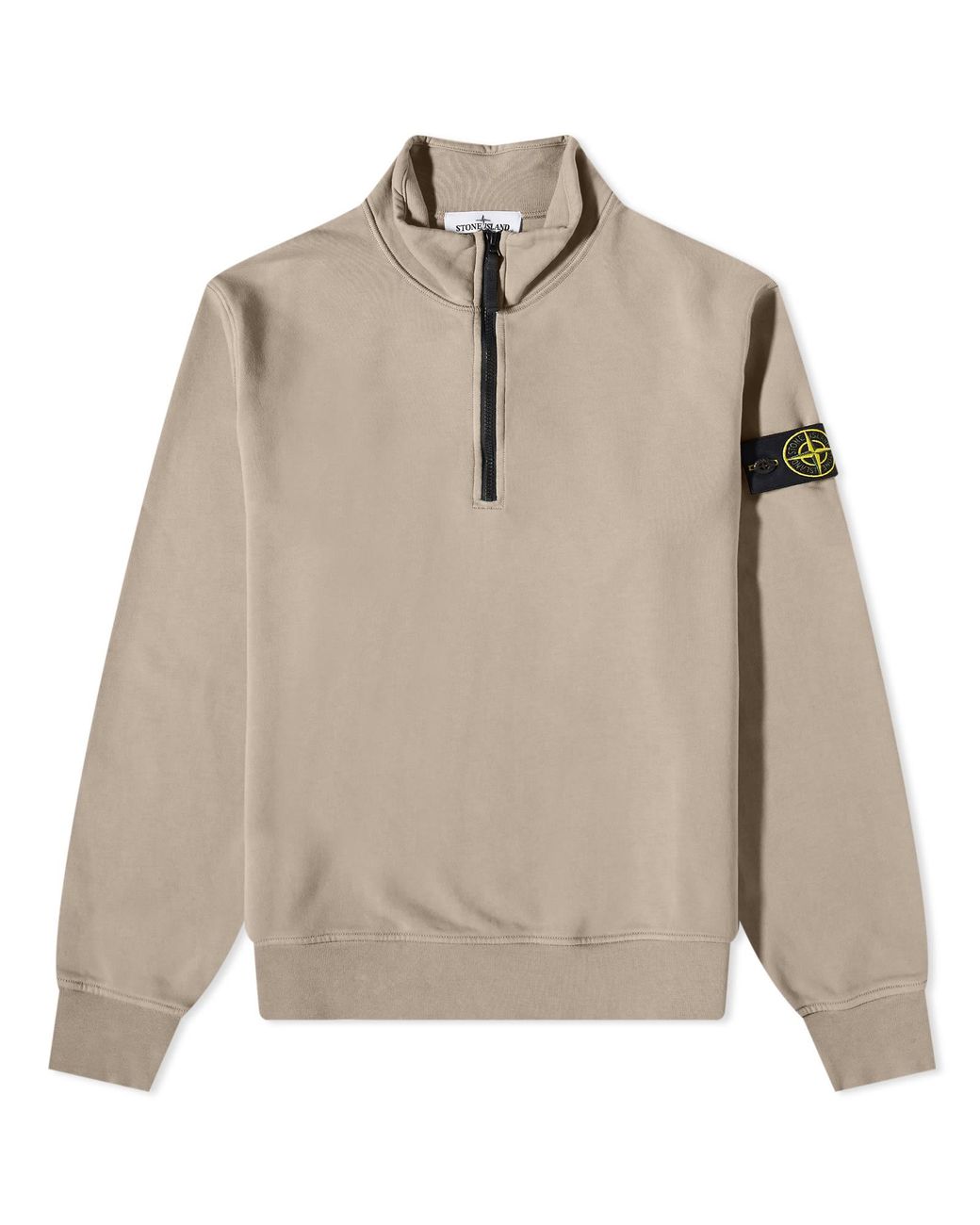 Stone Island Garment Dyed Half Zip Sweat in Natural for Men Lyst UK