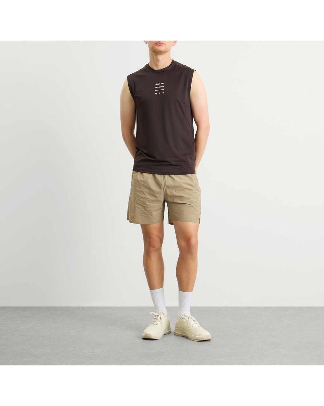 REPRESENT 247 Brown Mesh Runner Tank T-Shirt for men