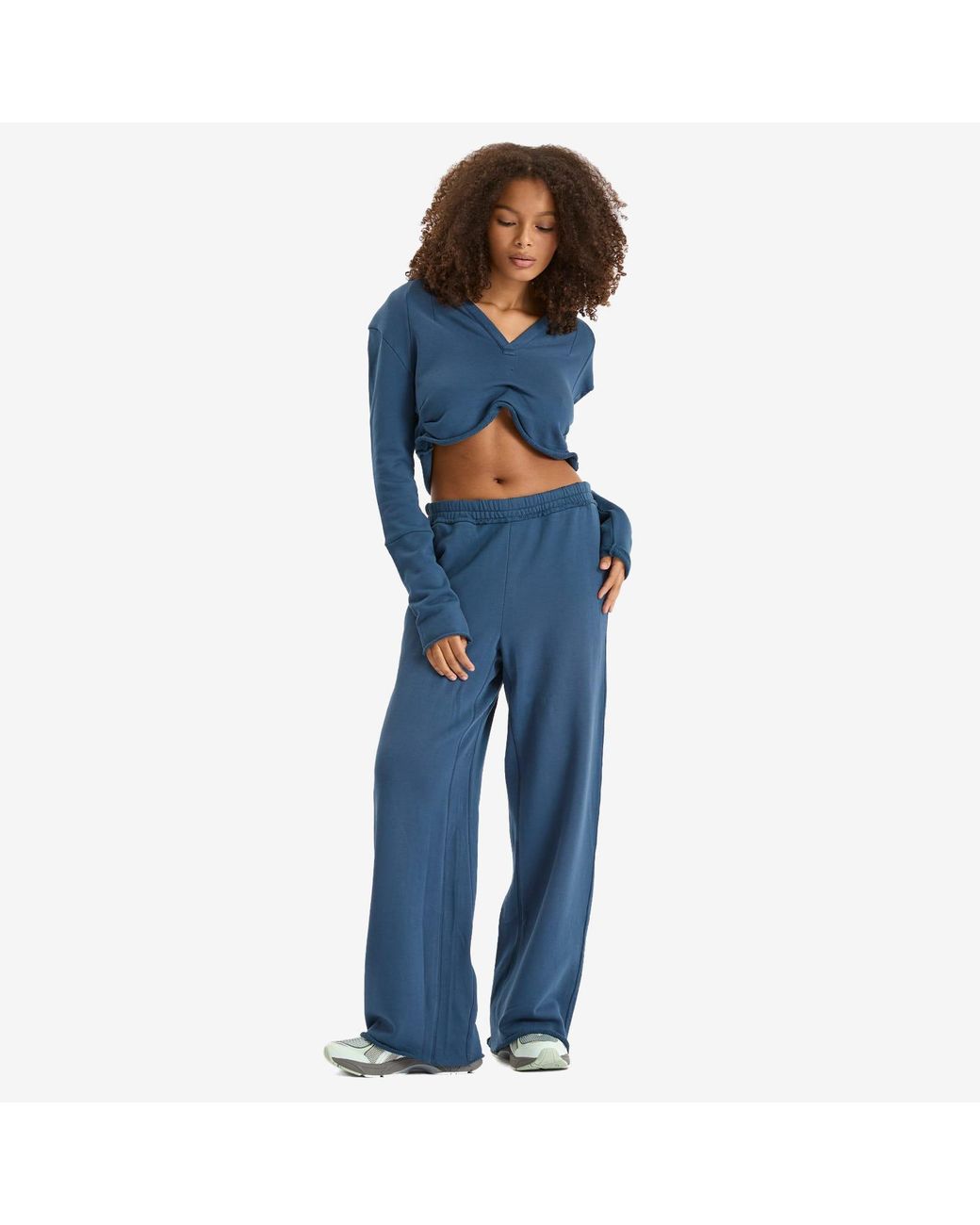 Skims Blue Shoulder Pad Cropped Hoodie