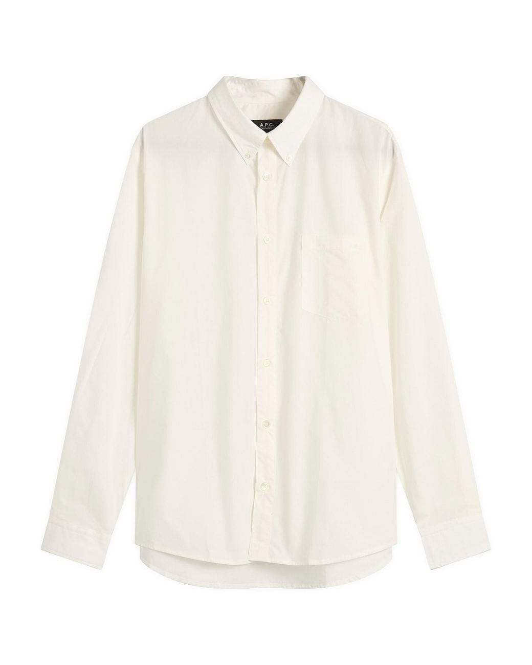 A.P.C. White Eduoard Logo Button Down Shirt for men