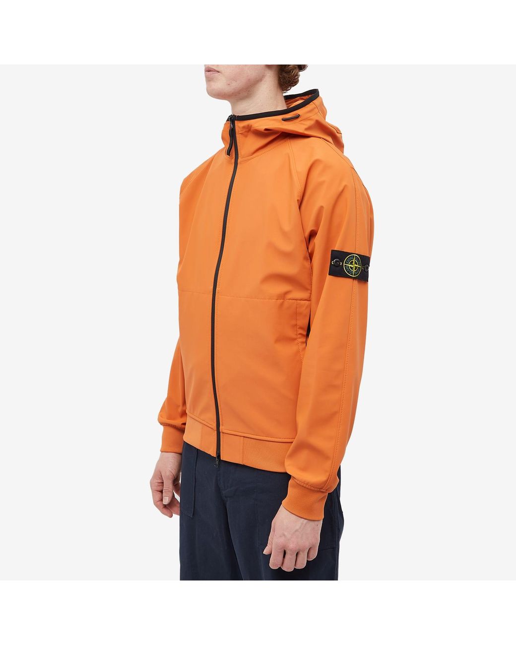 Stone Island Light Soft Shell-r Hooded Jacket in Orange for Men | Lyst  Canada