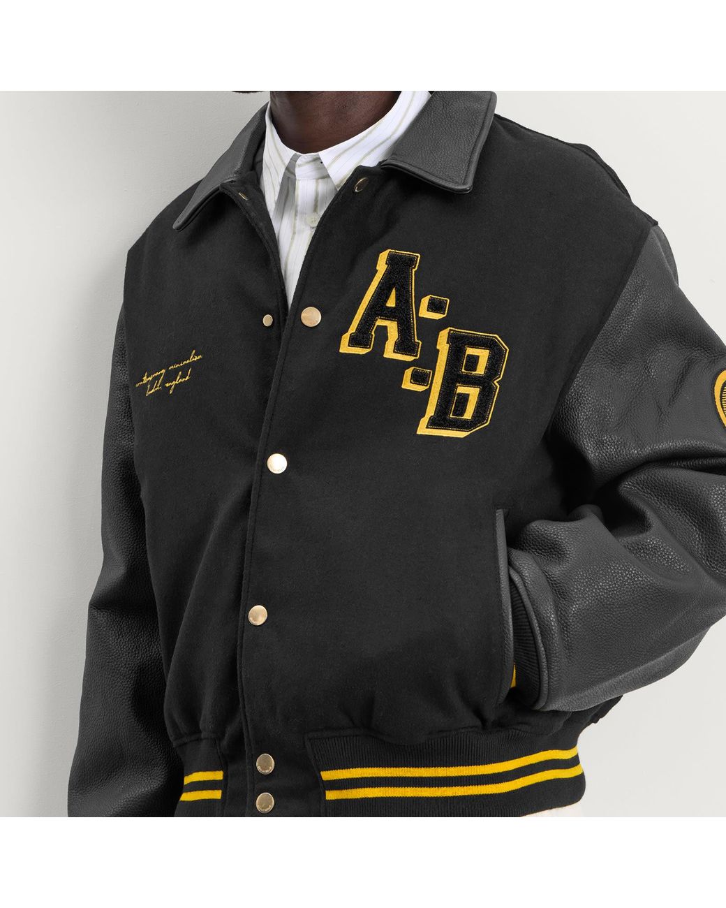 About Blank Black Letterman Jacket for men
