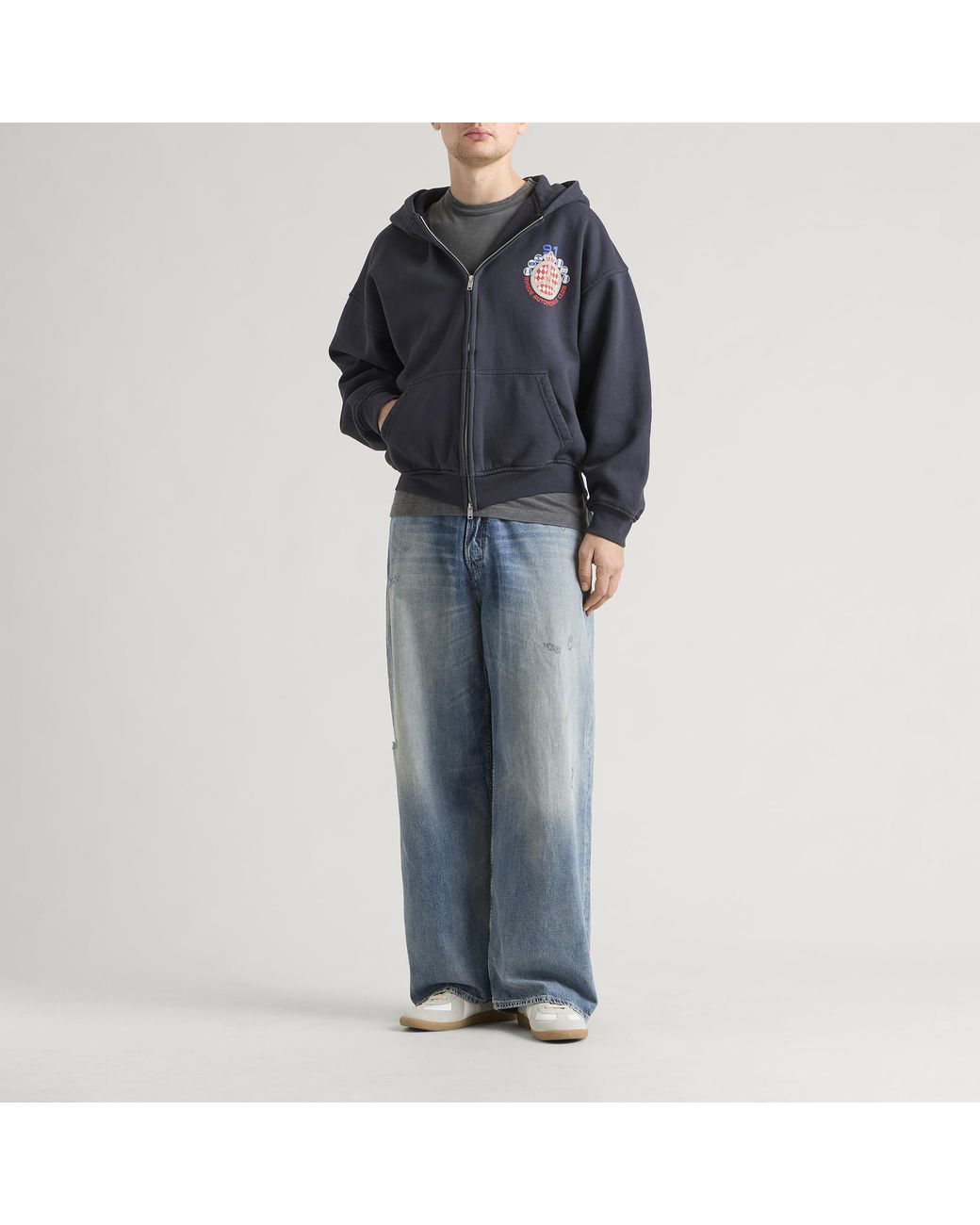 Rhude Blue Automobile Club Zip-Up Hoodie for men