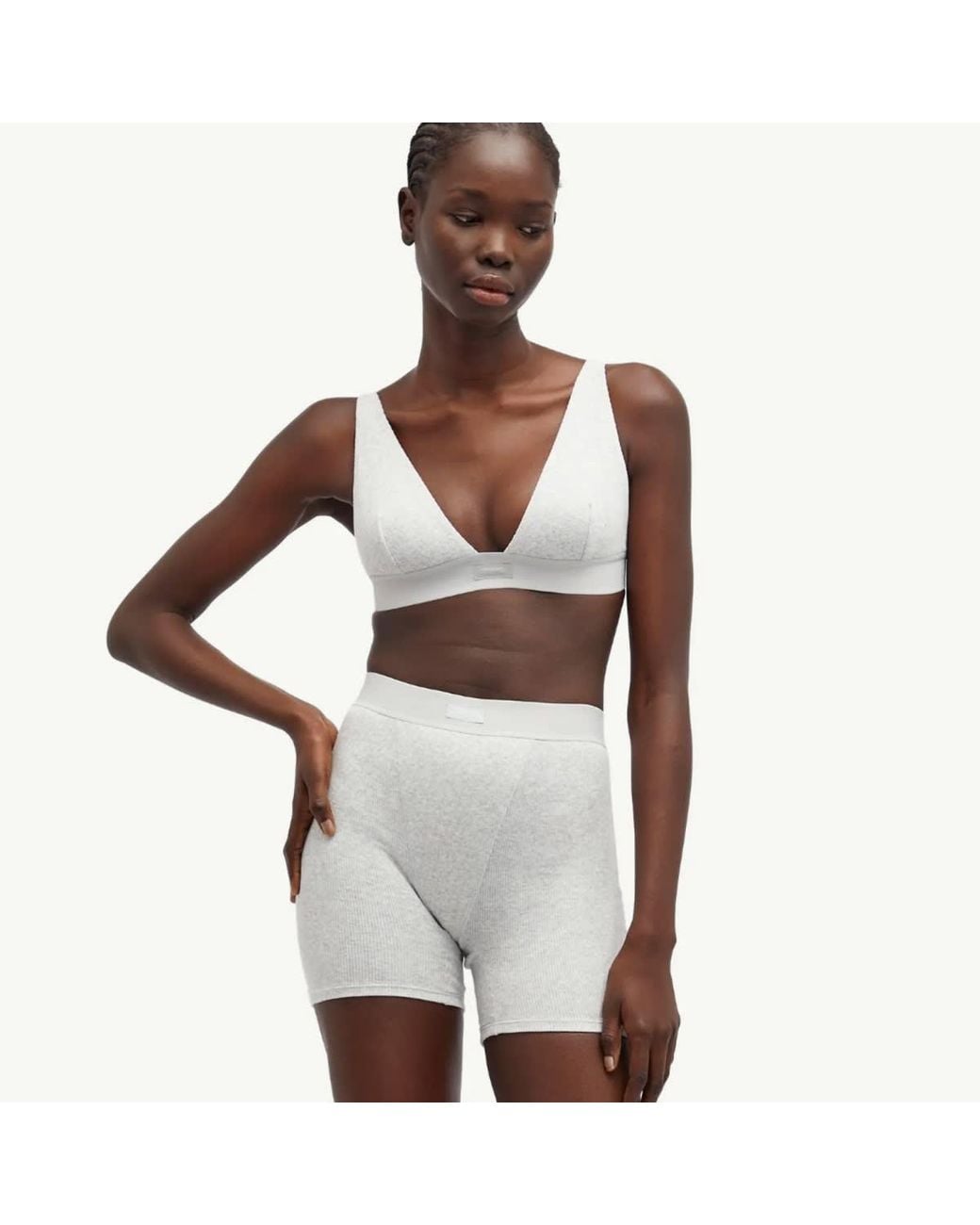 Skims Gray Cotton Rib Boxer