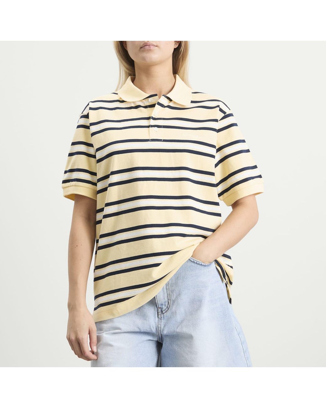 DUNST Natural Striped Polo Shirt