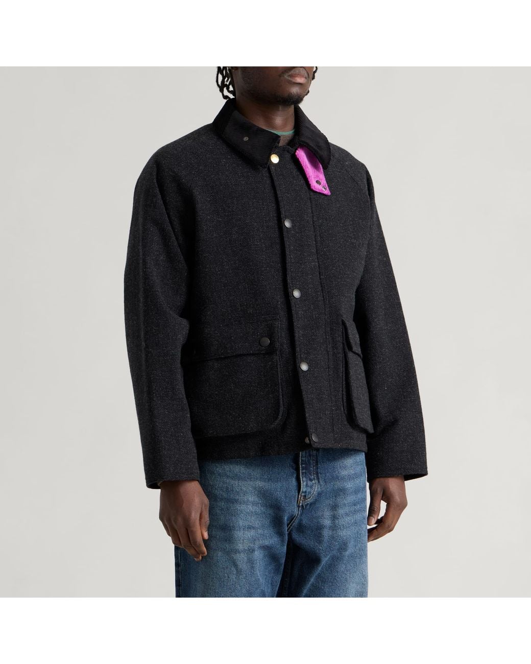 Barbour Black X Paul Smith Transport Wool Jacket for men