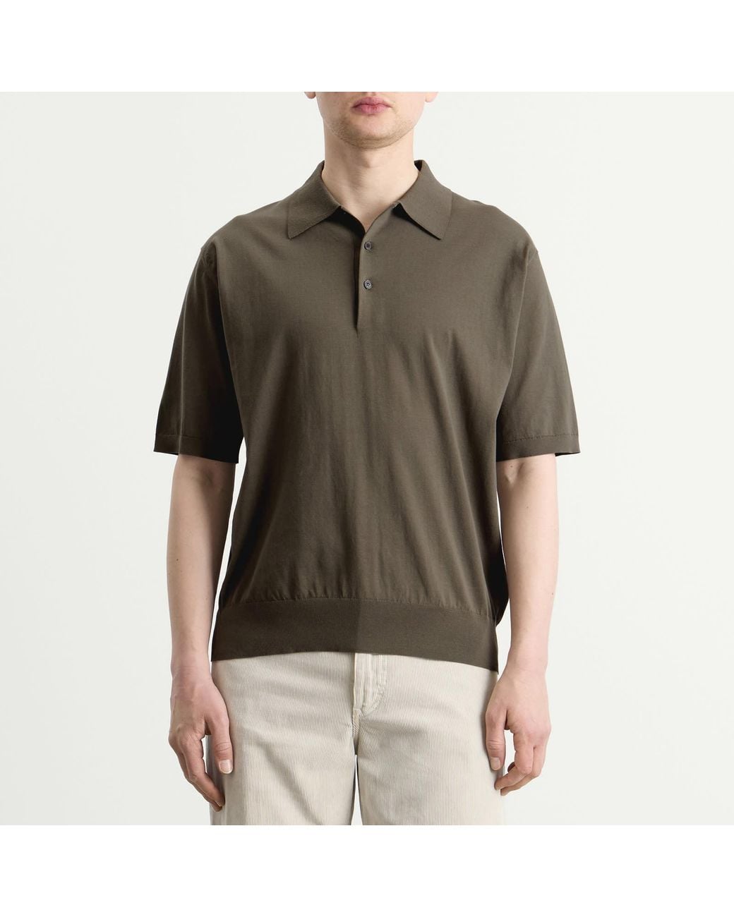 Auralee Brown Knitted Polo for men