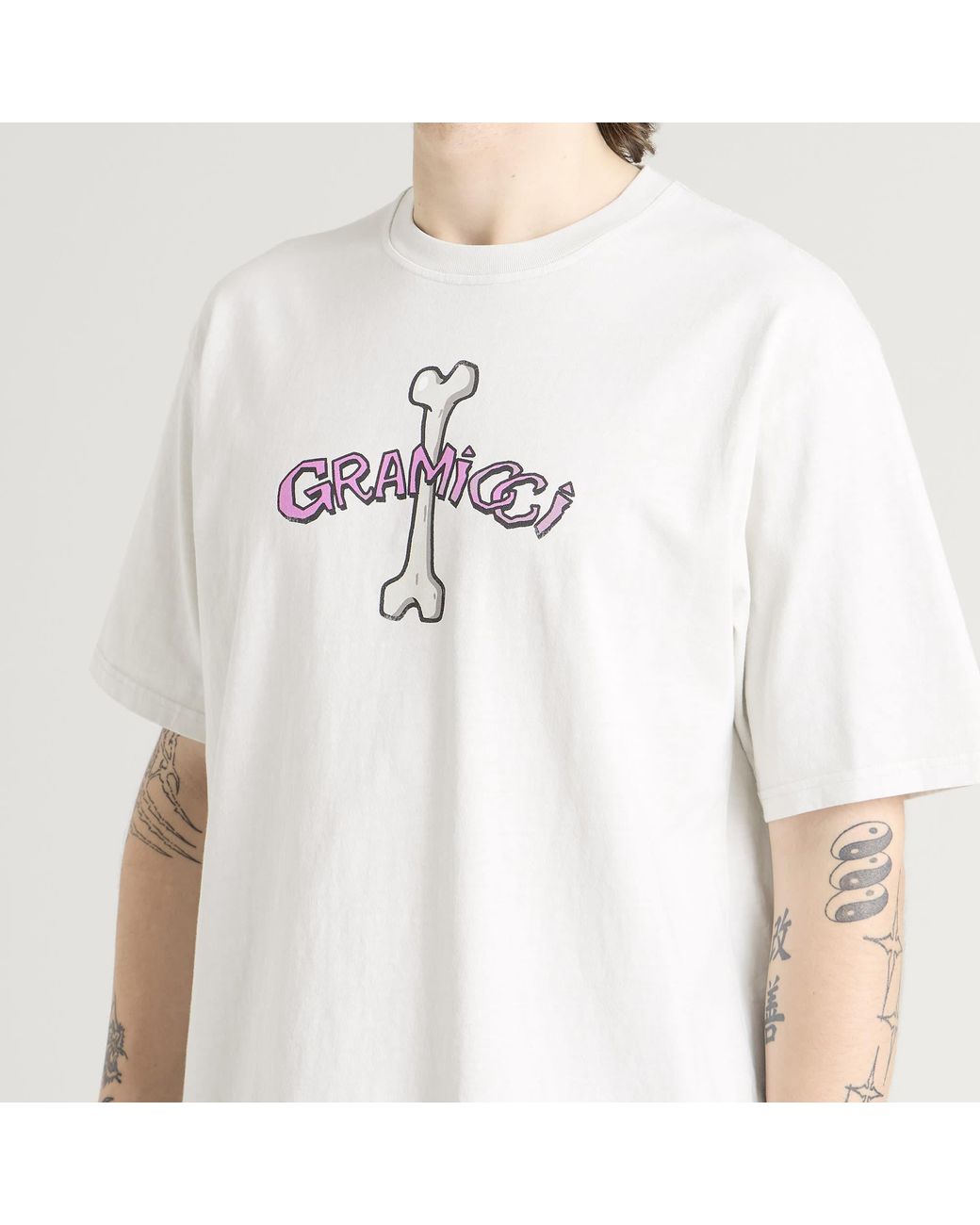 Gramicci White Pigment Dyed Bone T-Shirt for men