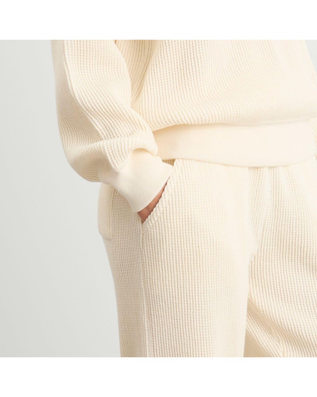 NOTHING WRITTEN Natural Waffle Knit Pants