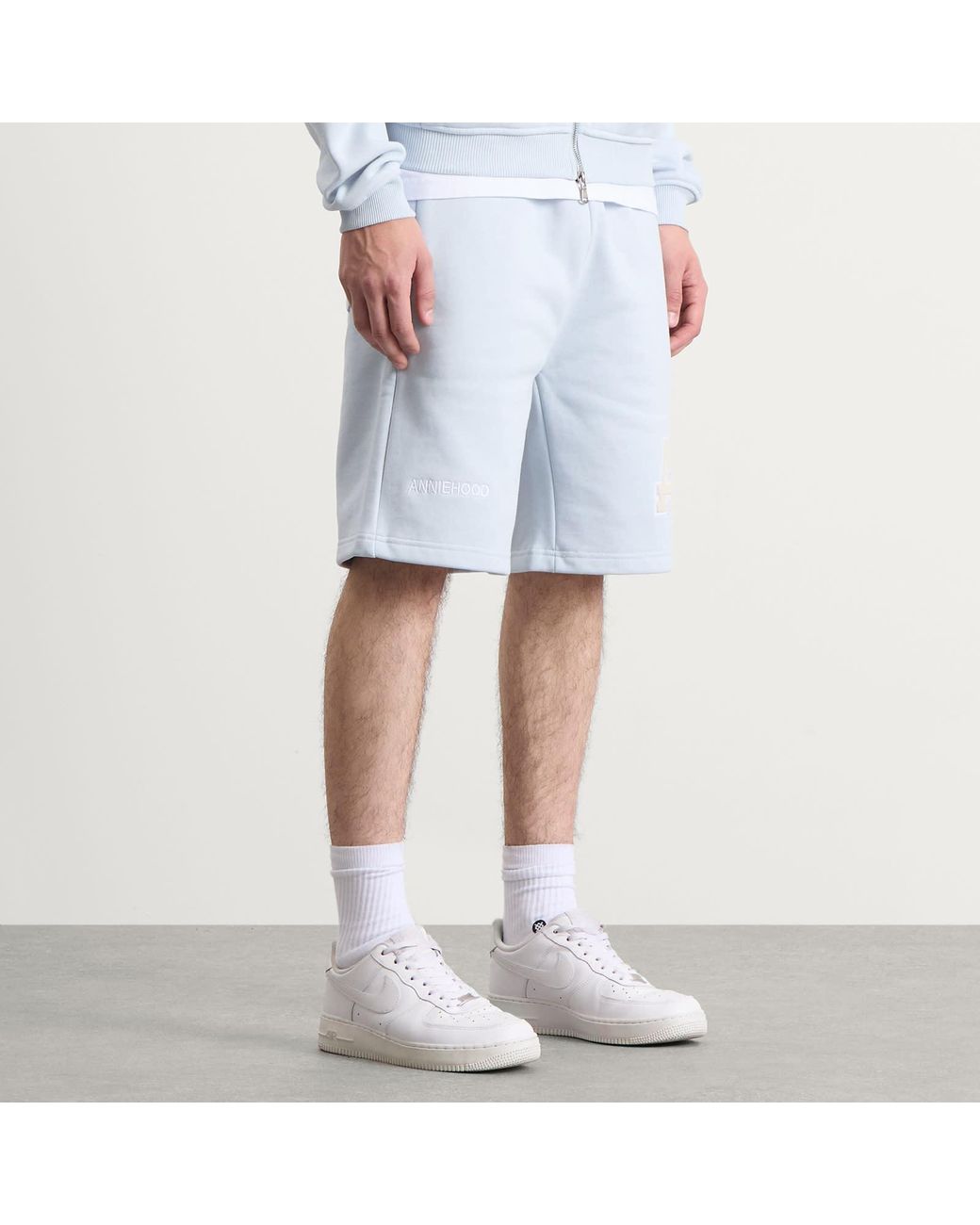 Annie Hood Blue College Sweat Shorts for men