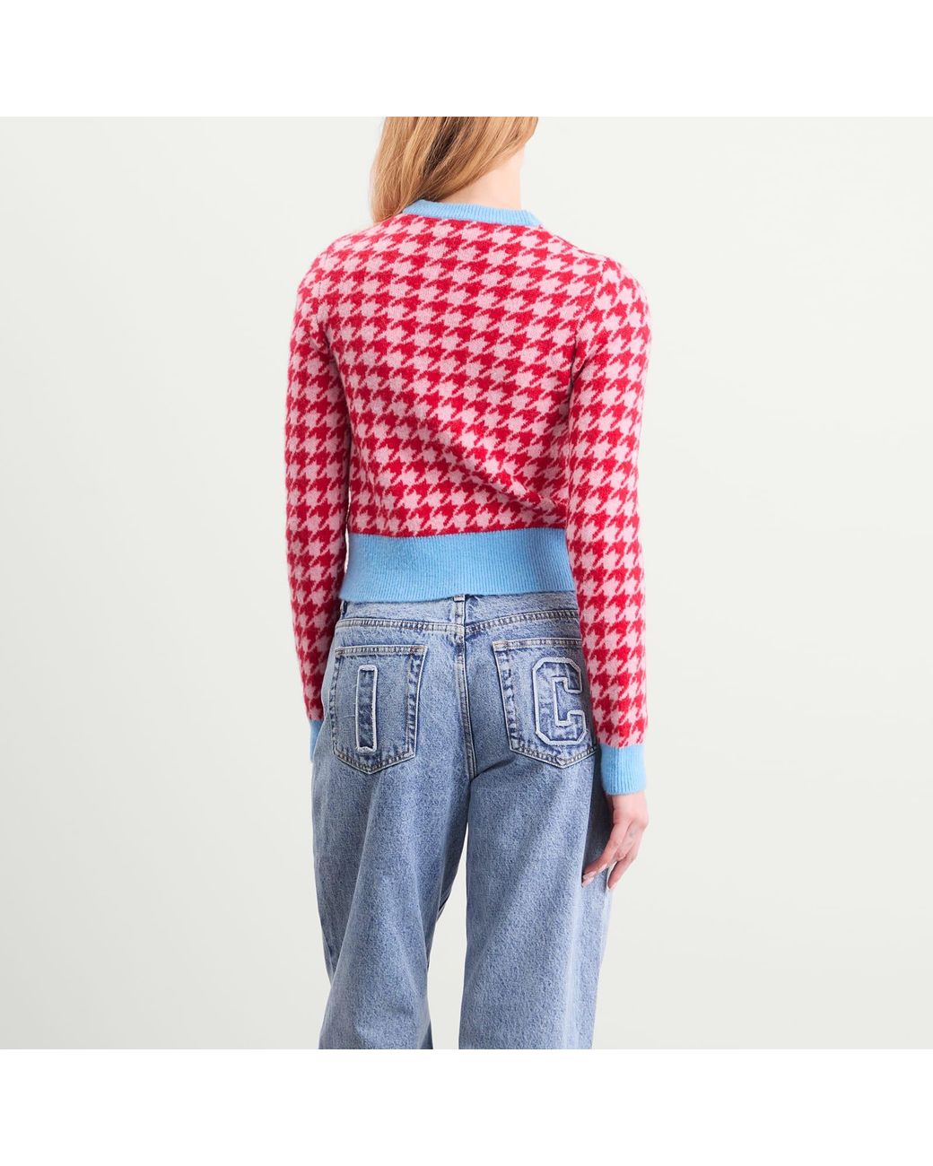 ICECREAM Red Houndstooth Knit Cardigan