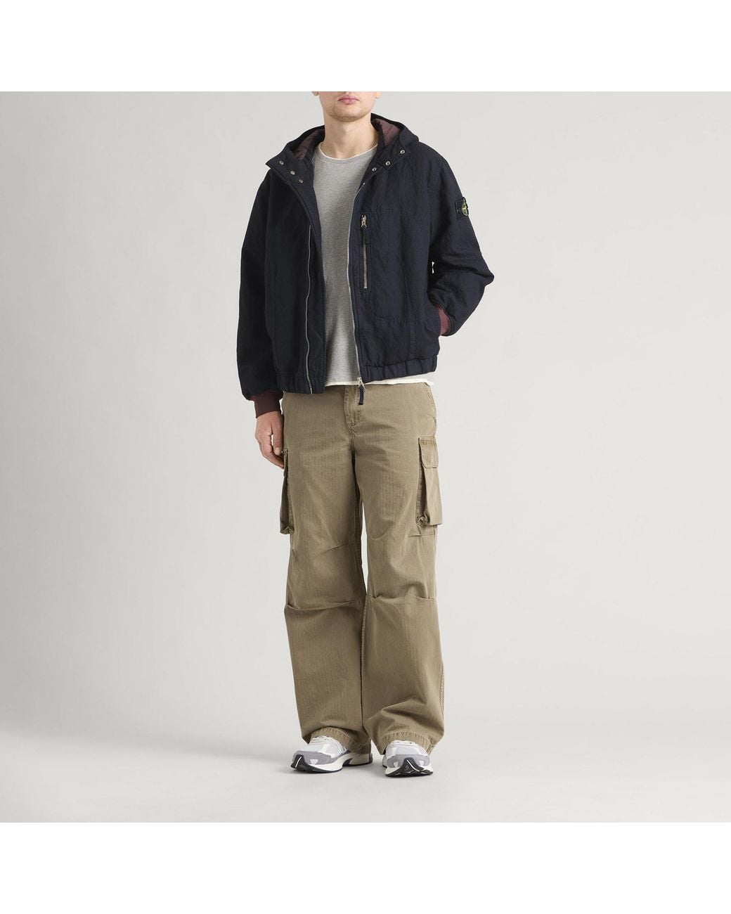 Stone Island Blue Diagonal Cotton Wool-Tc Garment Dyed Jacket for men