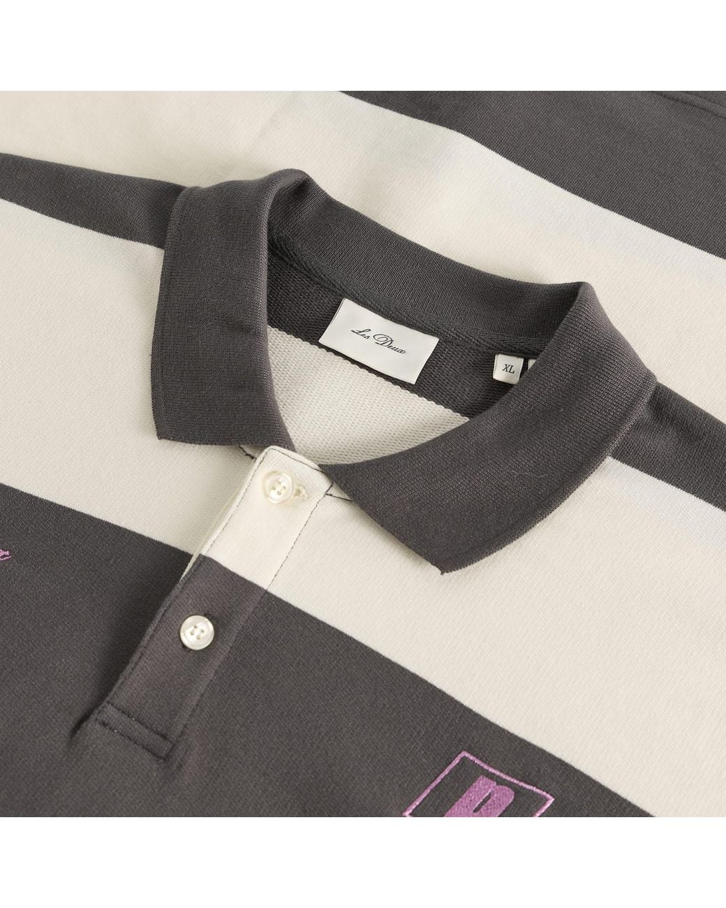 Les Deux Gray Prince Striped Ls Polo for men
