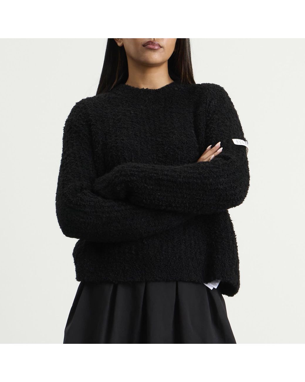 Maison Margiela Black Mm6 Textured Rib Knit Jumper