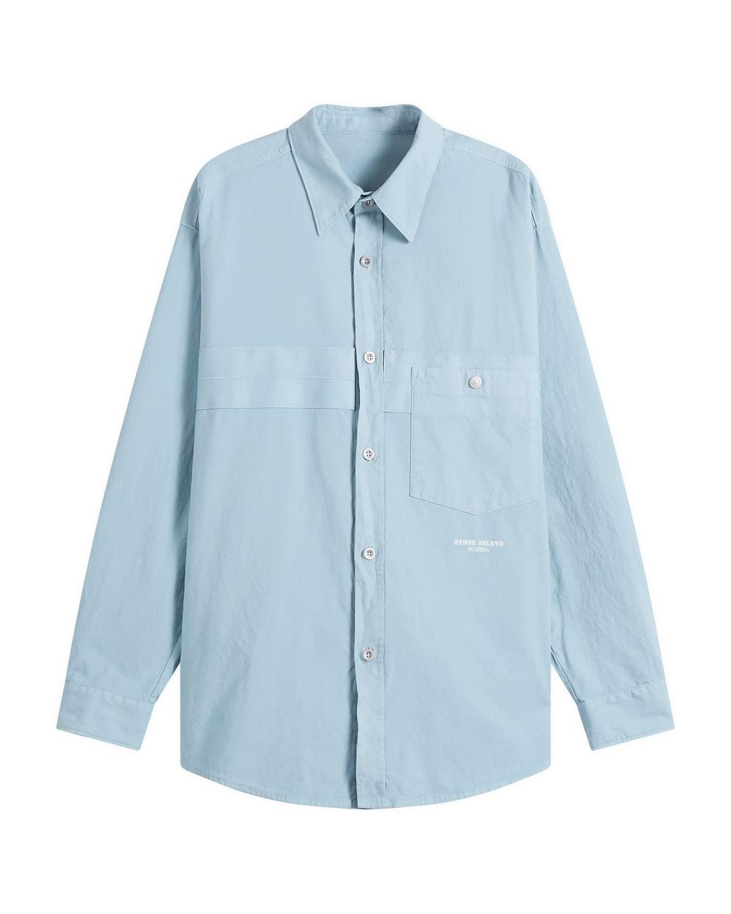 Stone Island Blue Marina Cotton Nylon Panama Overshirt for men