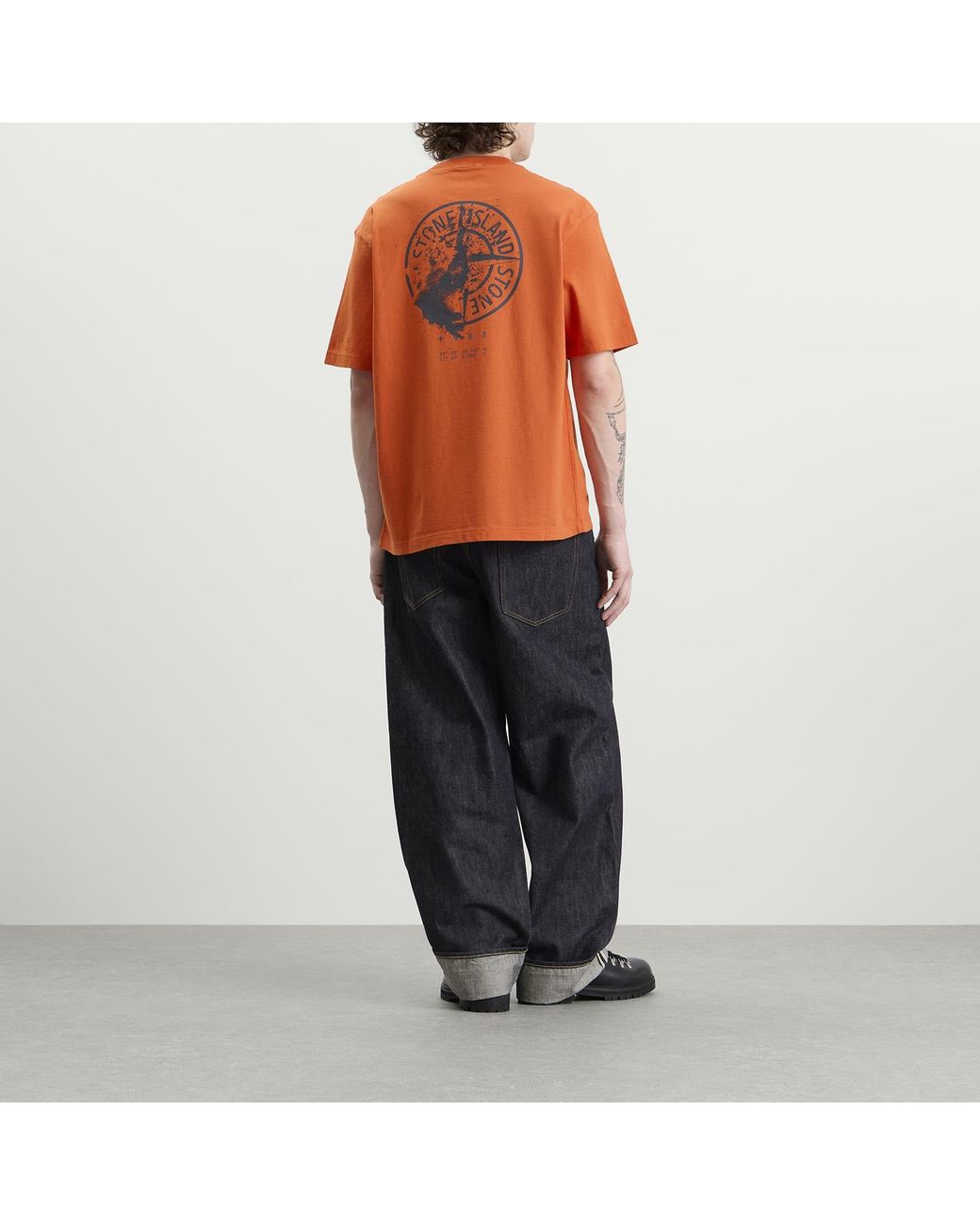 Stone Island Orange Vertical Placement T-Shirt for men